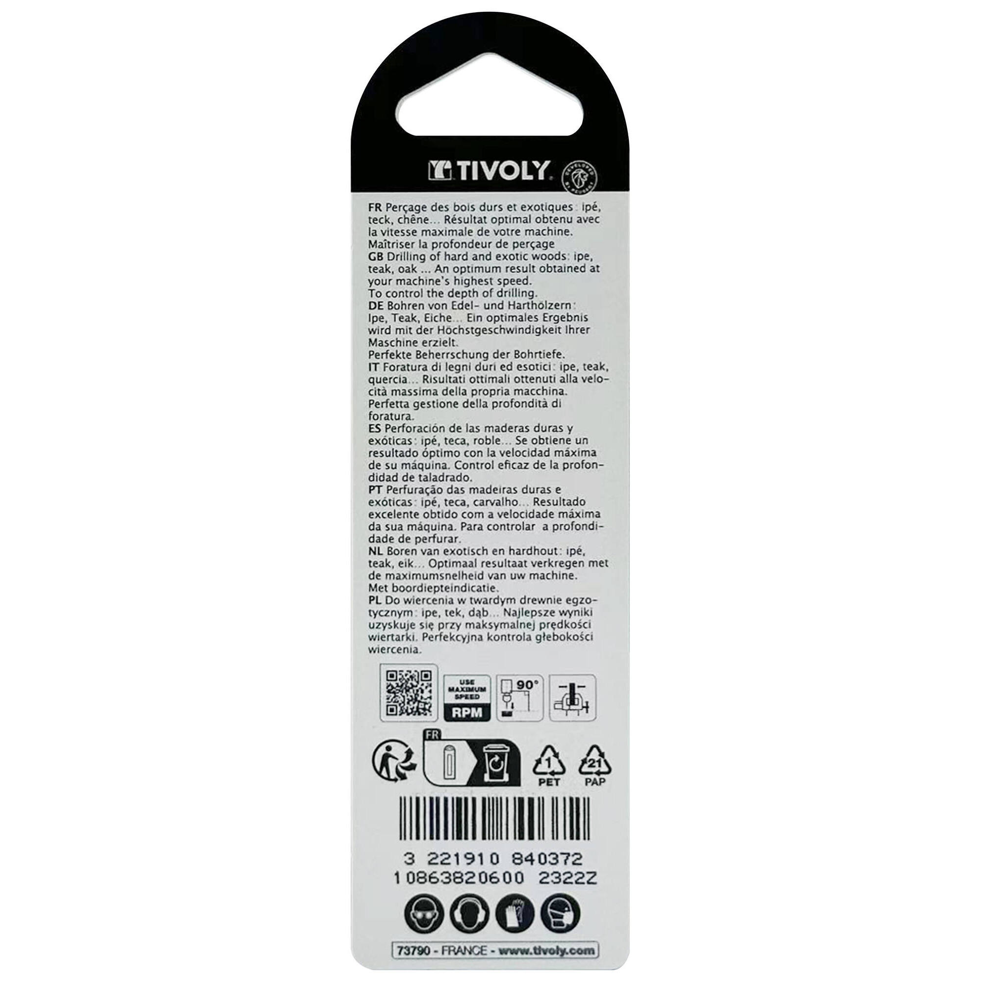 Ø: 6 / Broca para madera de 3 puntas -Mango cilíndrico -Graduada SLR (Blíster) / L: 93