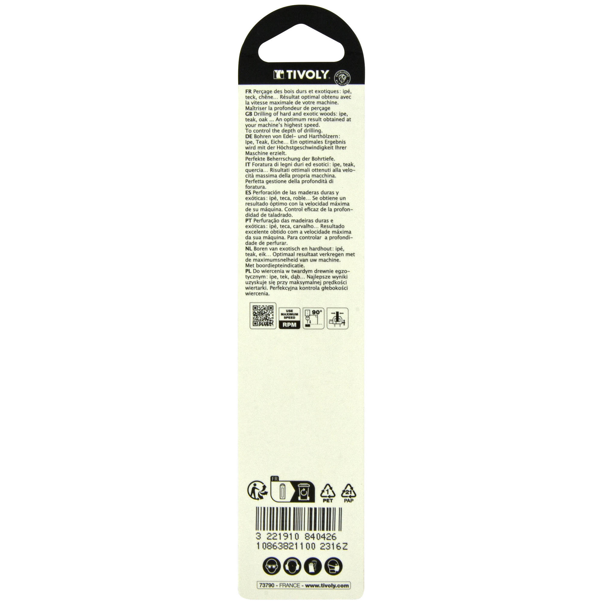 Ø: 11 / Broca para madera de 3 puntas -Mango cilíndrico -Graduada SLR (Blíster) / L: 142