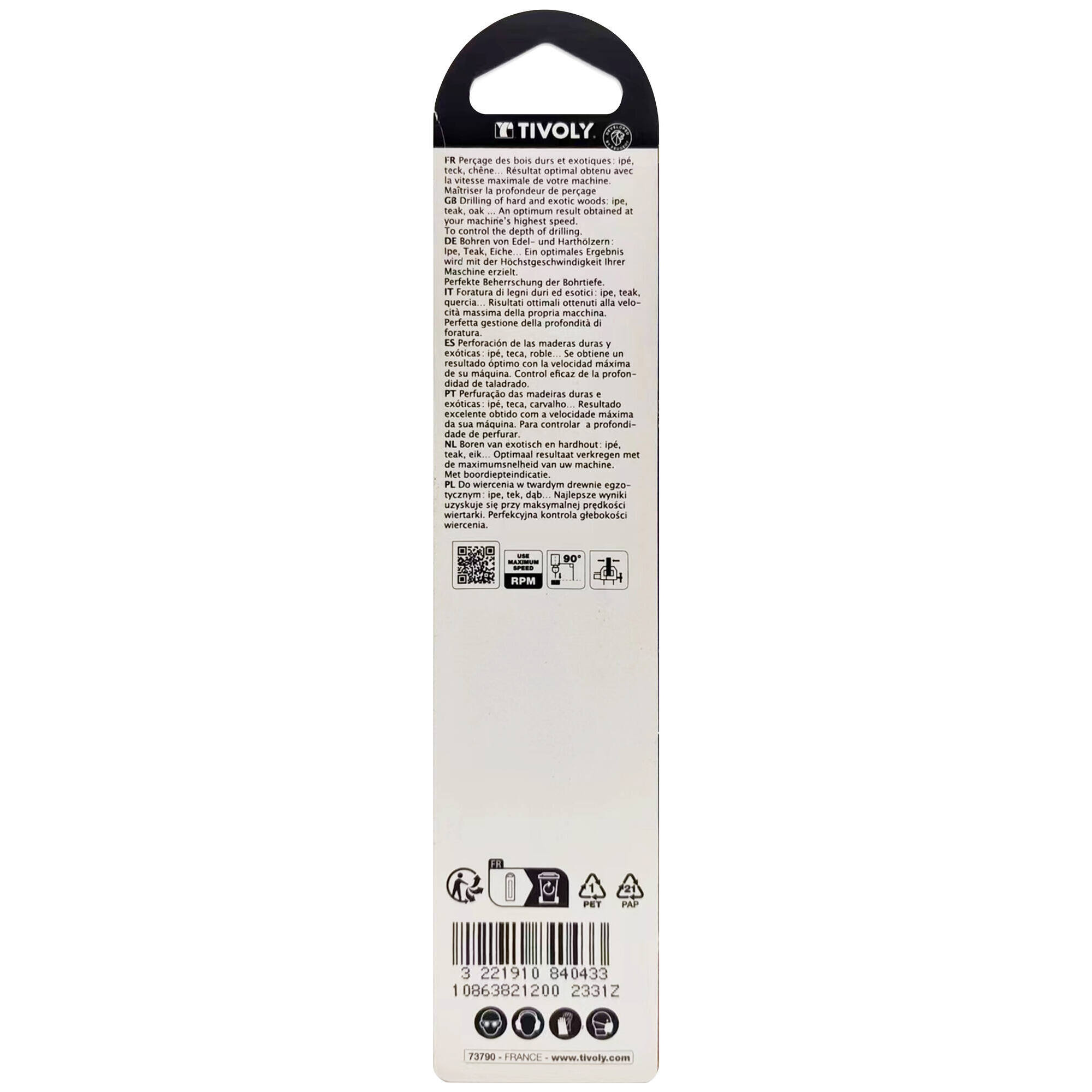 Ø: 12 / Broca para madera de 3 puntas -Mango cilíndrico -Graduada SLR (Blíster) / L: 151