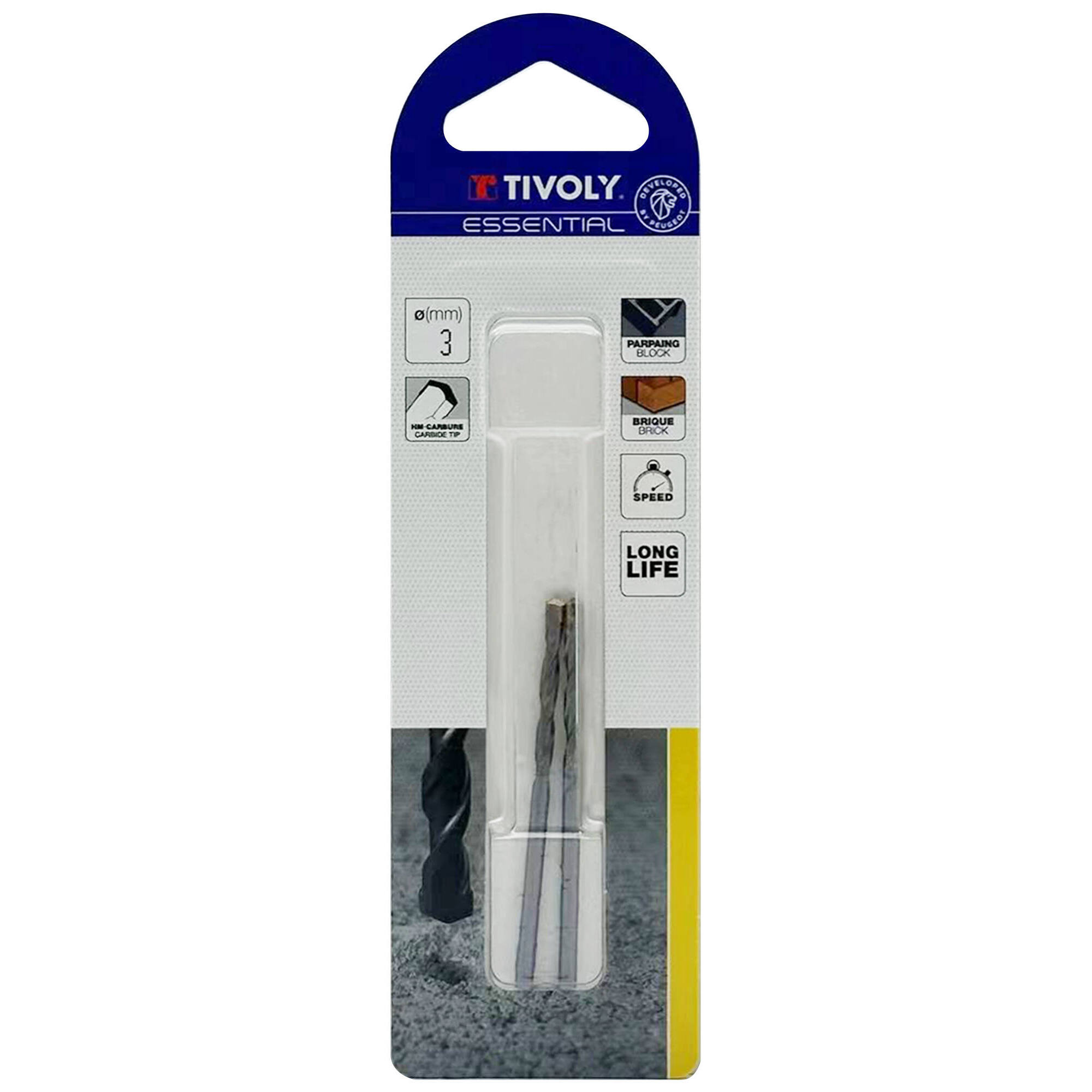 Ø: 3 / Broca para hormigón -Mango cilíndrico (Blíster) / L: 60