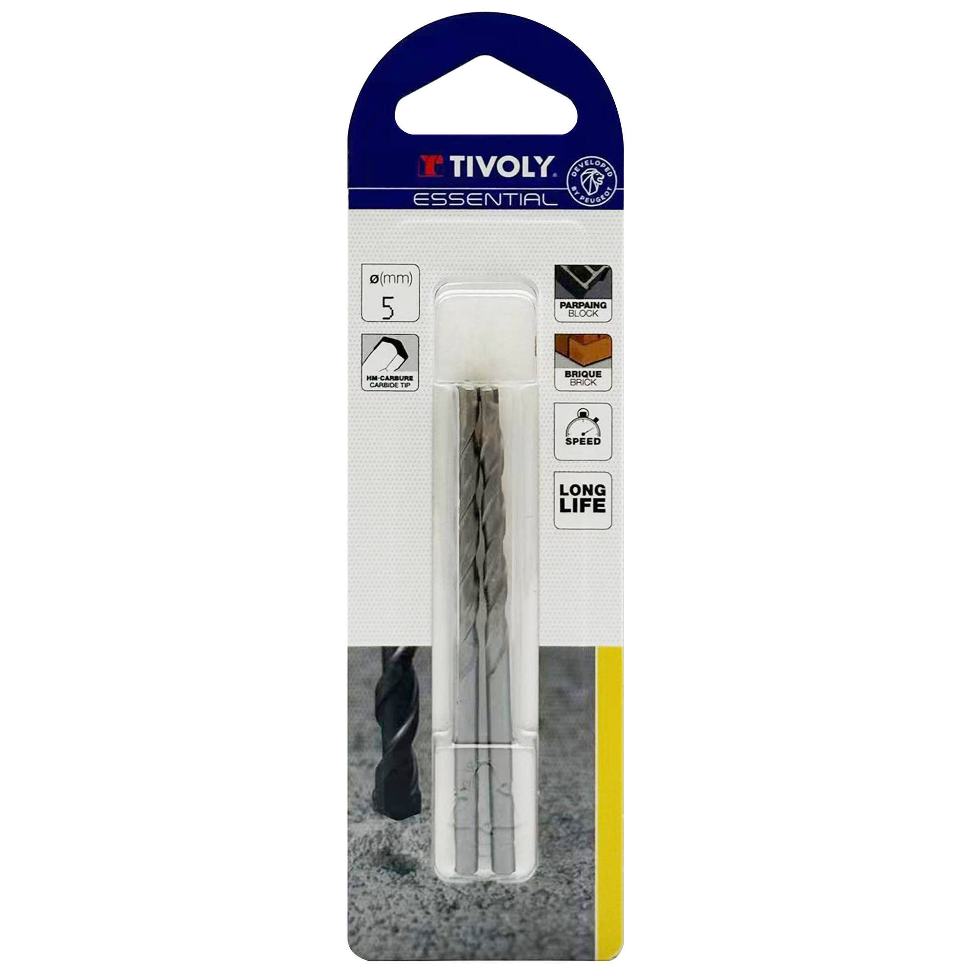 Ø: 5 / Broca para hormigón -Mango cilíndrico (Blíster) / L: 85