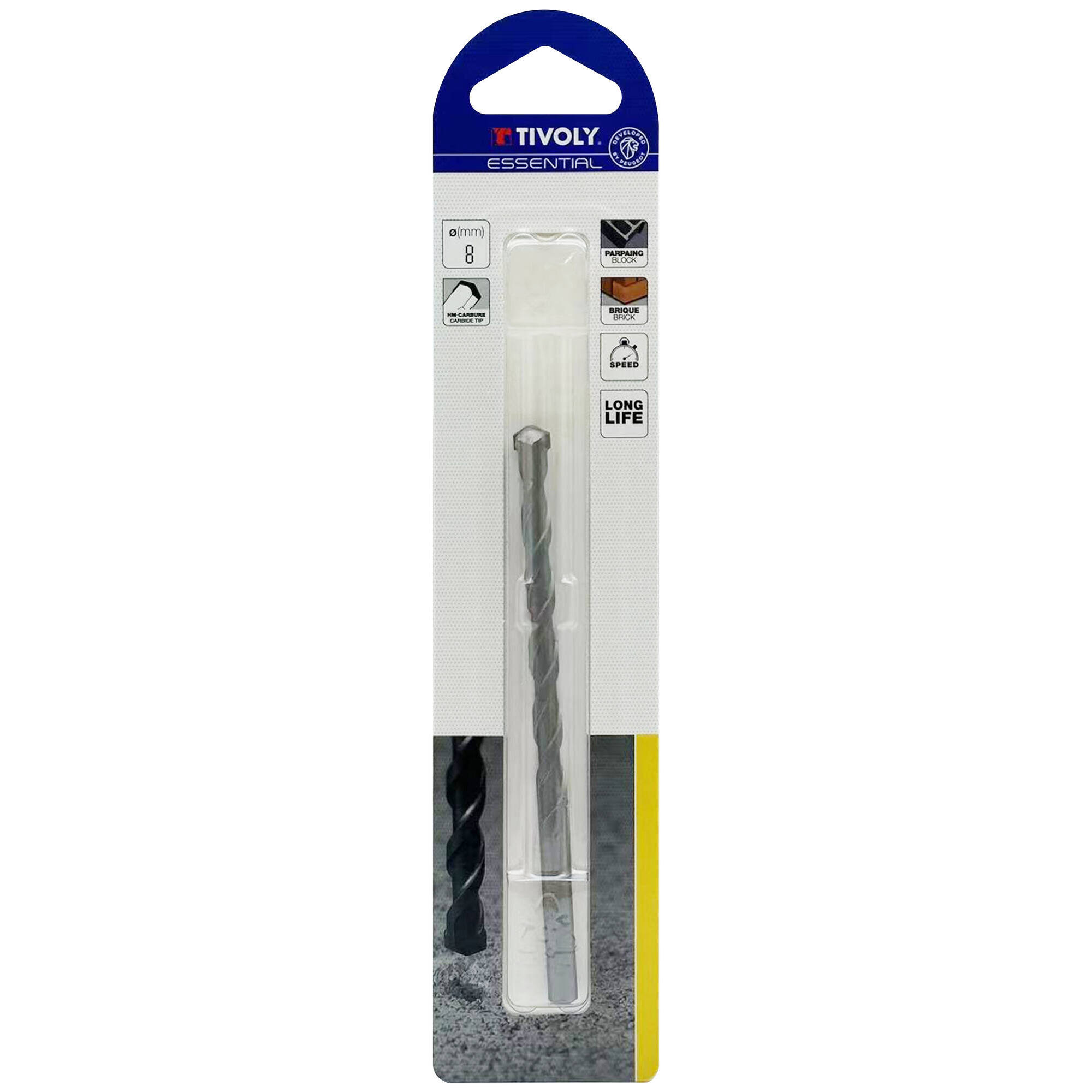 Ø: 8 / Broca para hormigón -Mango cilíndrico (Blíster) / L: 120