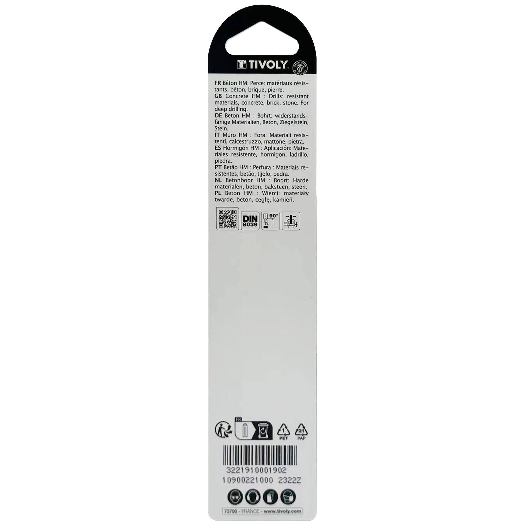 Ø: 10 / Broca para hormigón -Mango cilíndrico (Blíster) / L: 120