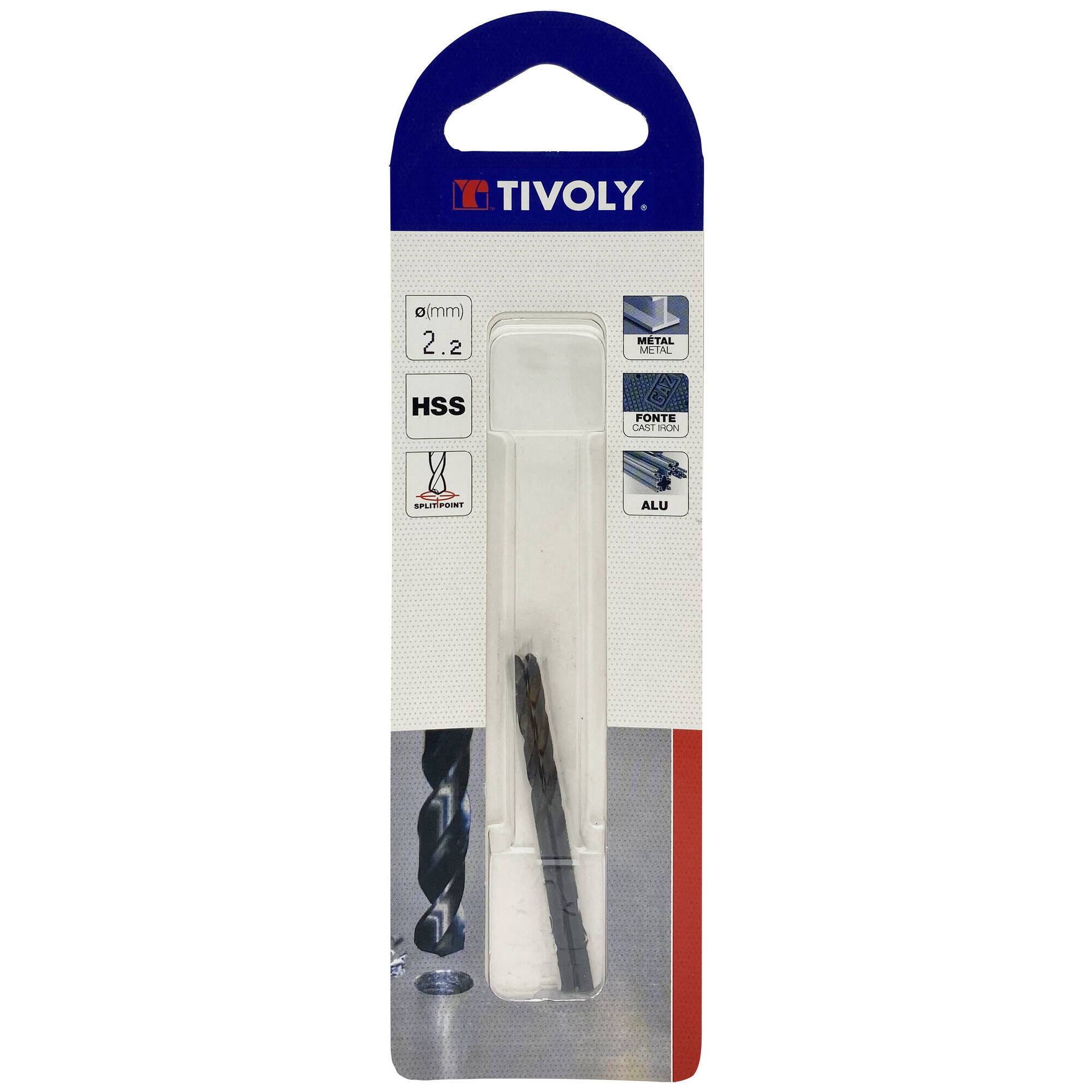 Ø: 2.2 / L: 53 / Broca para metal HSS - Tratamiento STEAM -Afilado SPLIT POINT (Blíster)