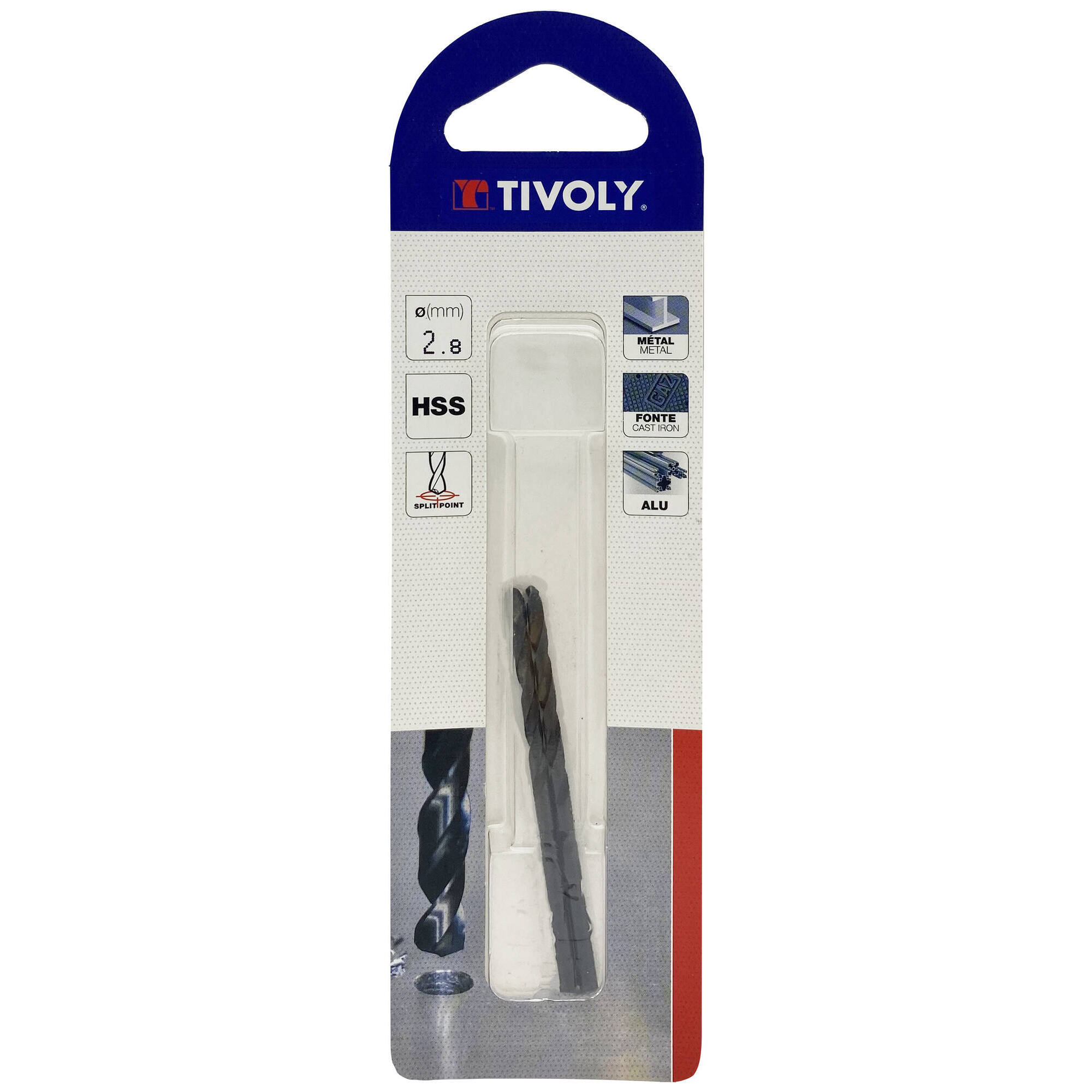 Ø: 2.8 / L: 61 / Broca para metal HSS - Tratamiento STEAM -Afilado SPLIT POINT (Blíster)