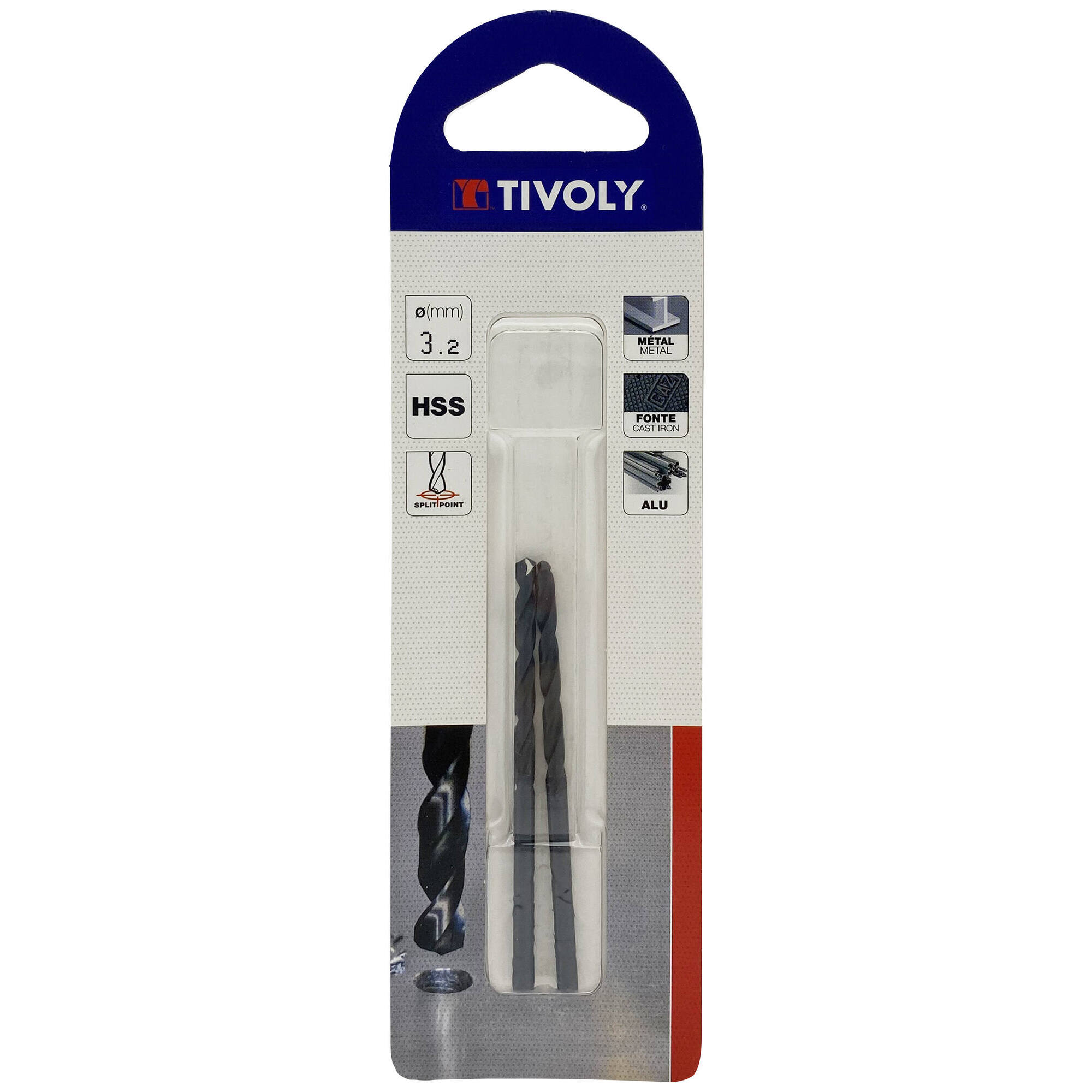 Ø: 3.2 / L: 65 / Broca para metal HSS - Tratamiento STEAM -Afilado SPLIT POINT (Blíster)