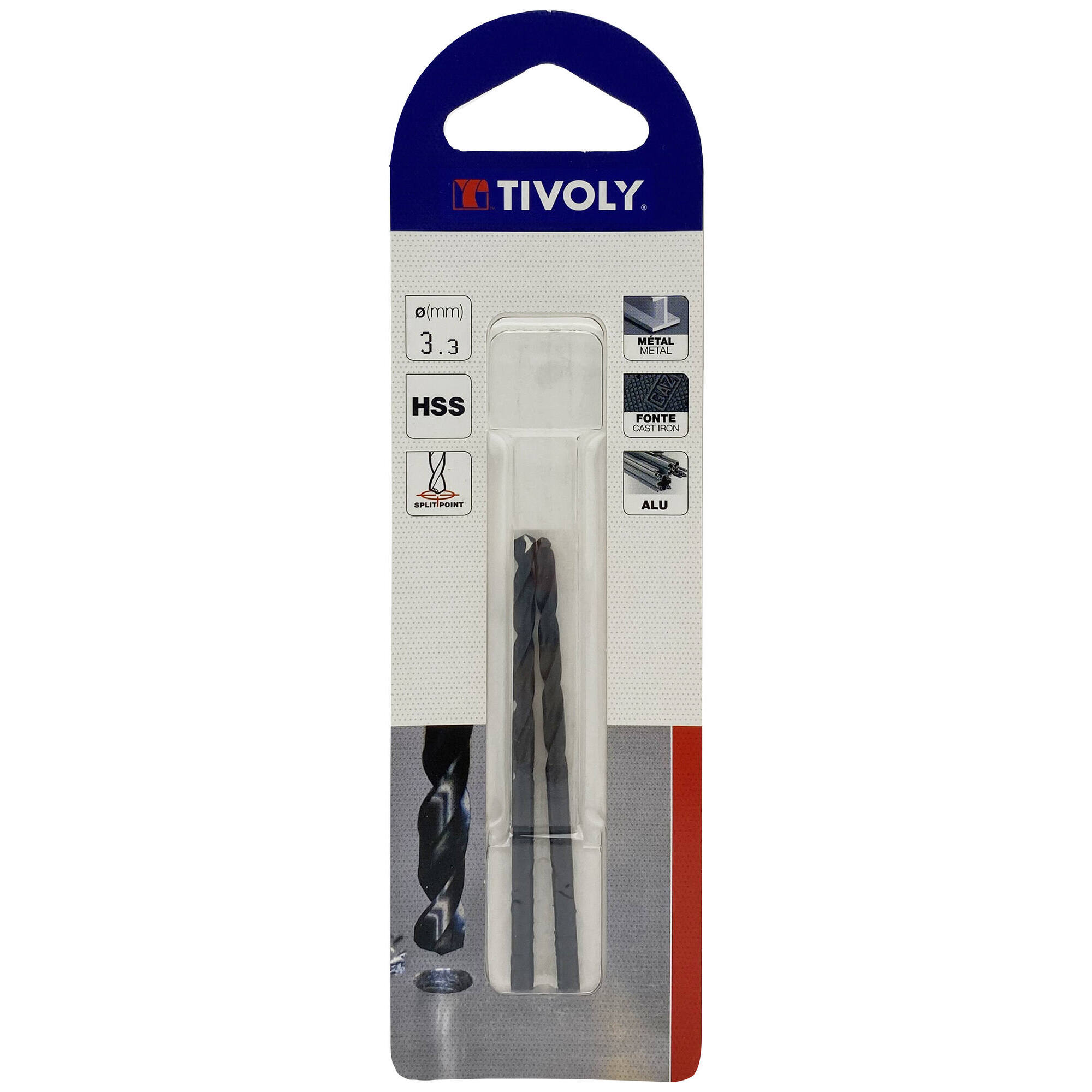 Ø: 3.3 / L: 65 / Broca para metal HSS - Tratamiento STEAM -Afilado SPLIT POINT (Blíster)