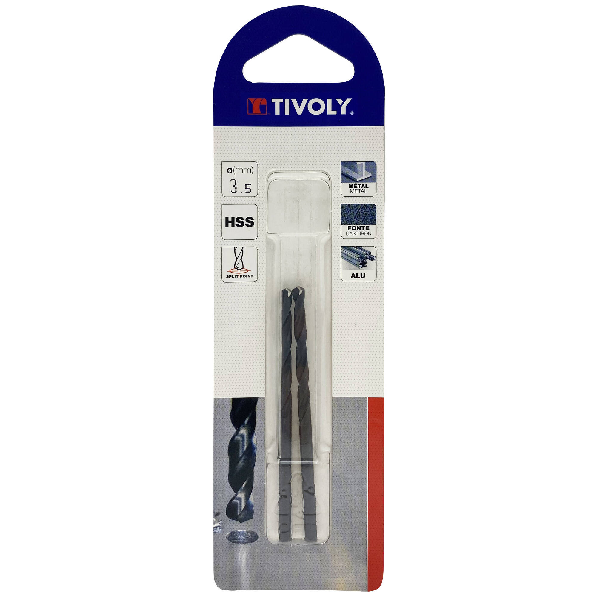 Ø: 3.5 / L: 70 / Broca para metal HSS - Tratamiento STEAM -Afilado SPLIT POINT (Blíster)