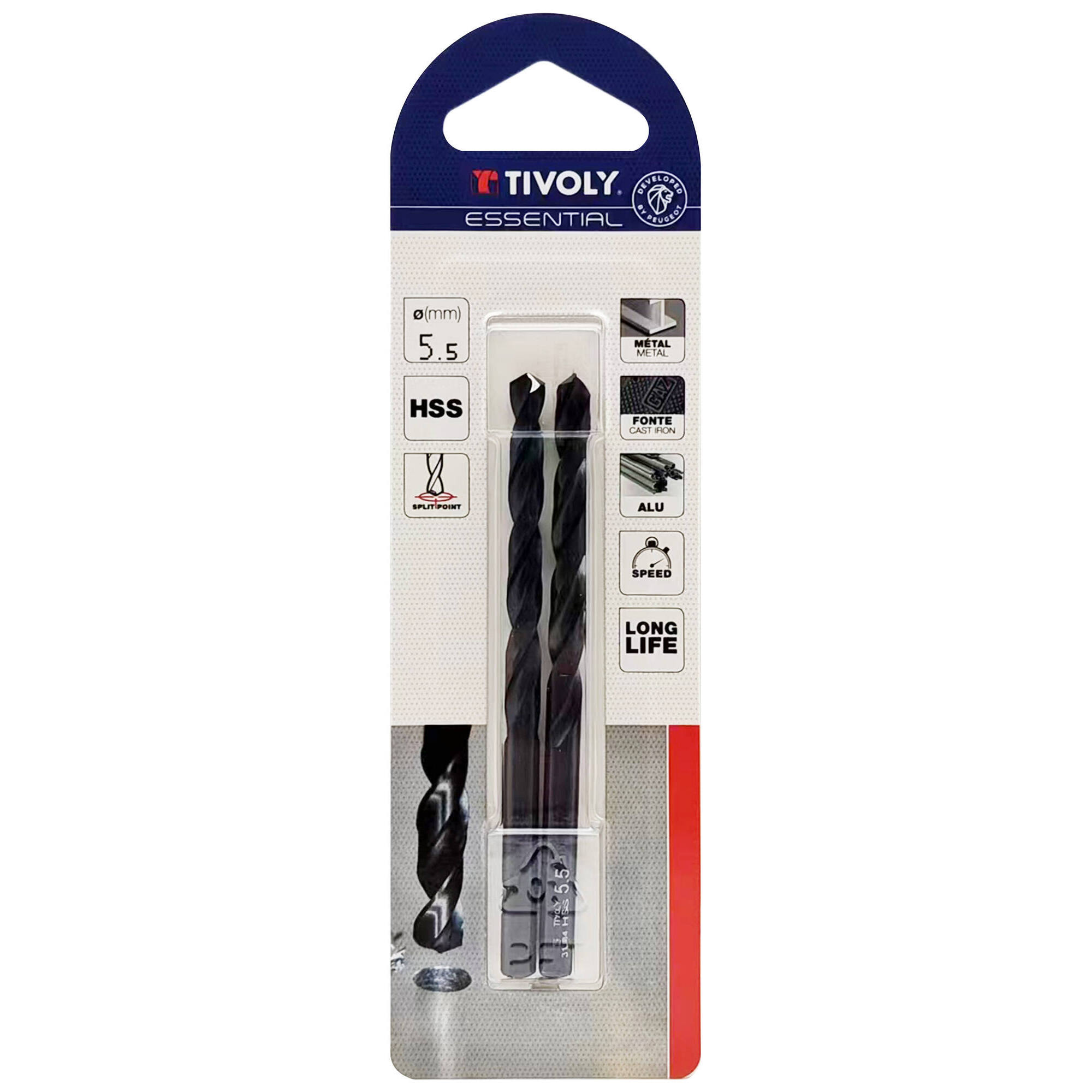 Ø: 5.5 / L: 93 / Broca para metal HSS - Tratamiento STEAM -Afilado SPLIT POINT (Blíster)