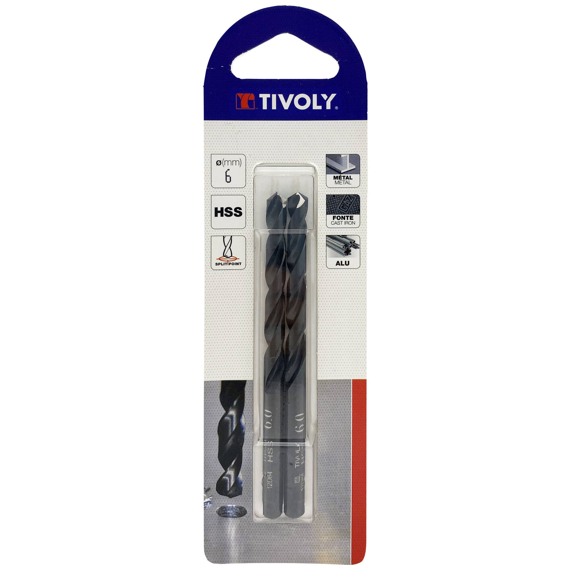 Ø: 6 / L: 93 / Broca para metal HSS - Tratamiento STEAM -Afilado SPLIT POINT (Blíster)