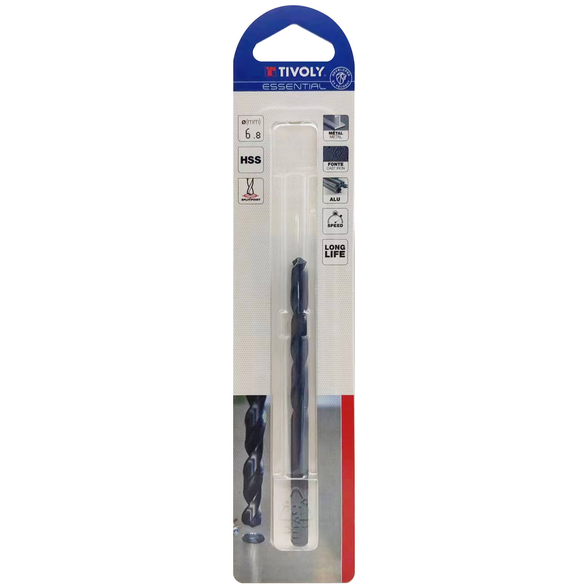 Ø: 6.8 / L: 109 / Broca para metal HSS - Tratamiento STEAM -Afilado SPLIT POINT (Blíster)