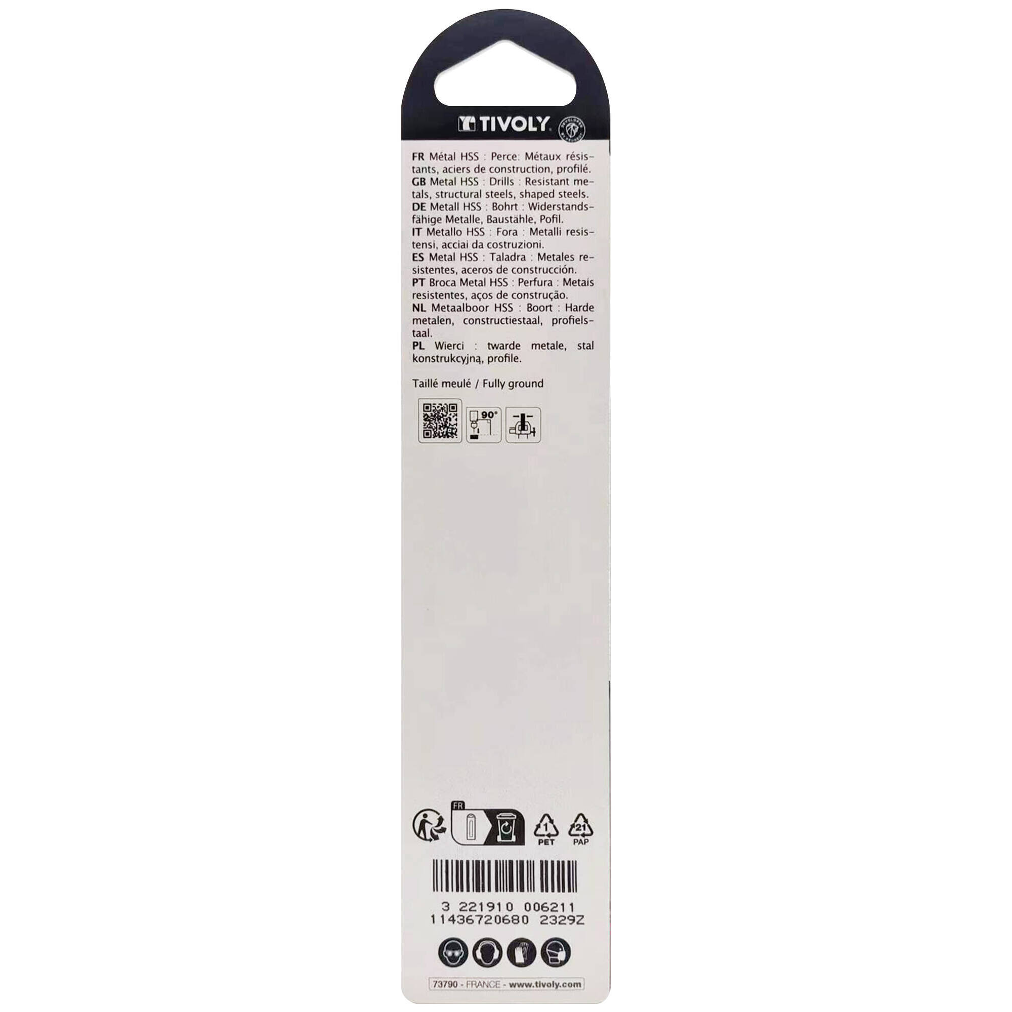 Ø: 6.8 / L: 109 / Broca para metal HSS - Tratamiento STEAM -Afilado SPLIT POINT (Blíster)