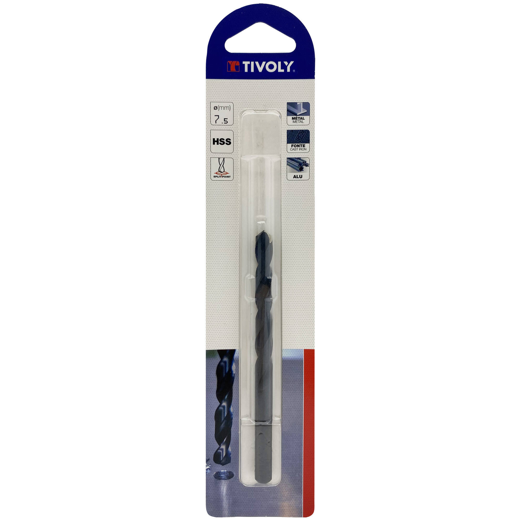 Ø: 7.5 / L: 109 / Broca para metal HSS - Tratamiento STEAM -Afilado SPLIT POINT (Blíster)