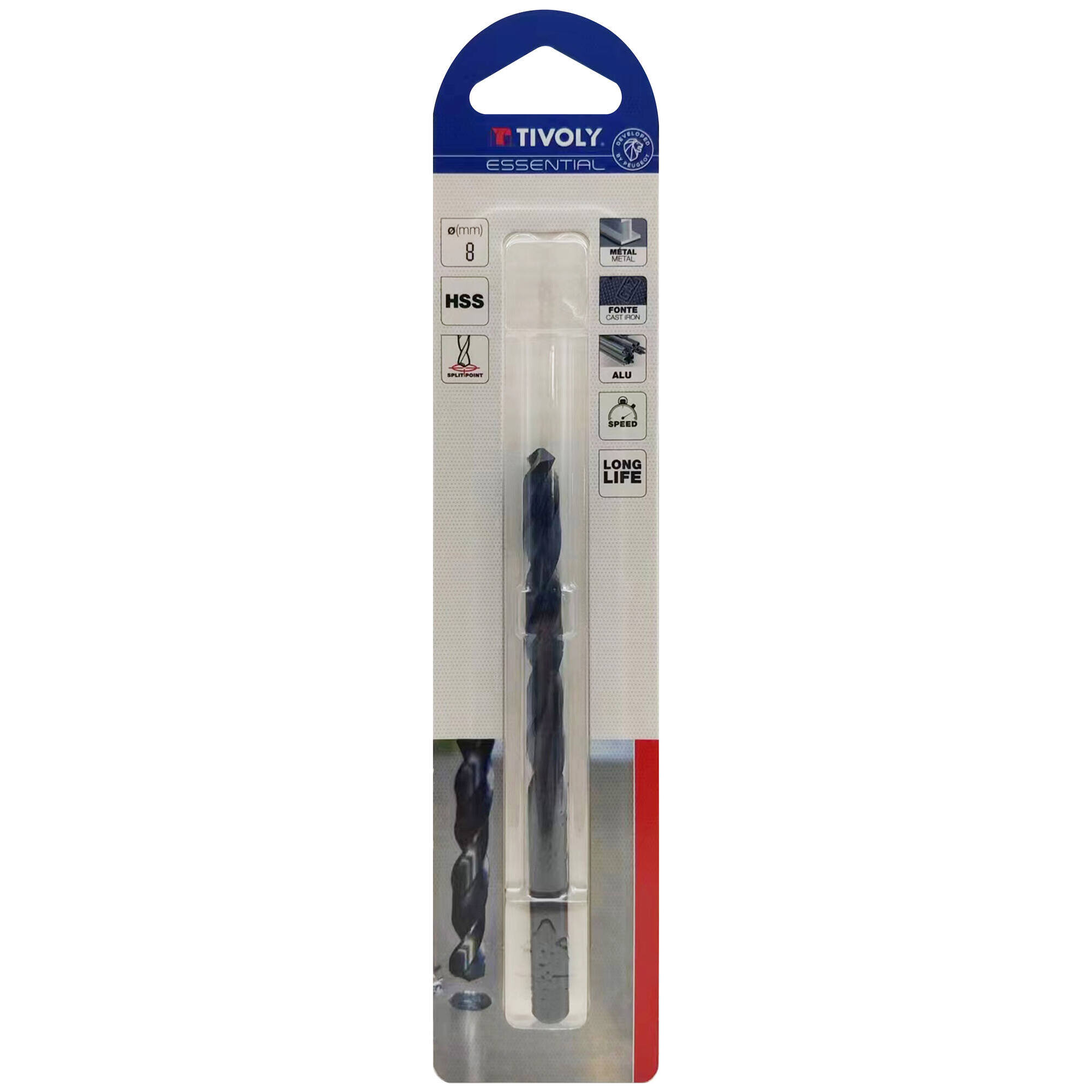 Ø: 8 / L: 117 / Broca para metal HSS - Tratamiento STEAM -Afilado SPLIT POINT (Blíster)