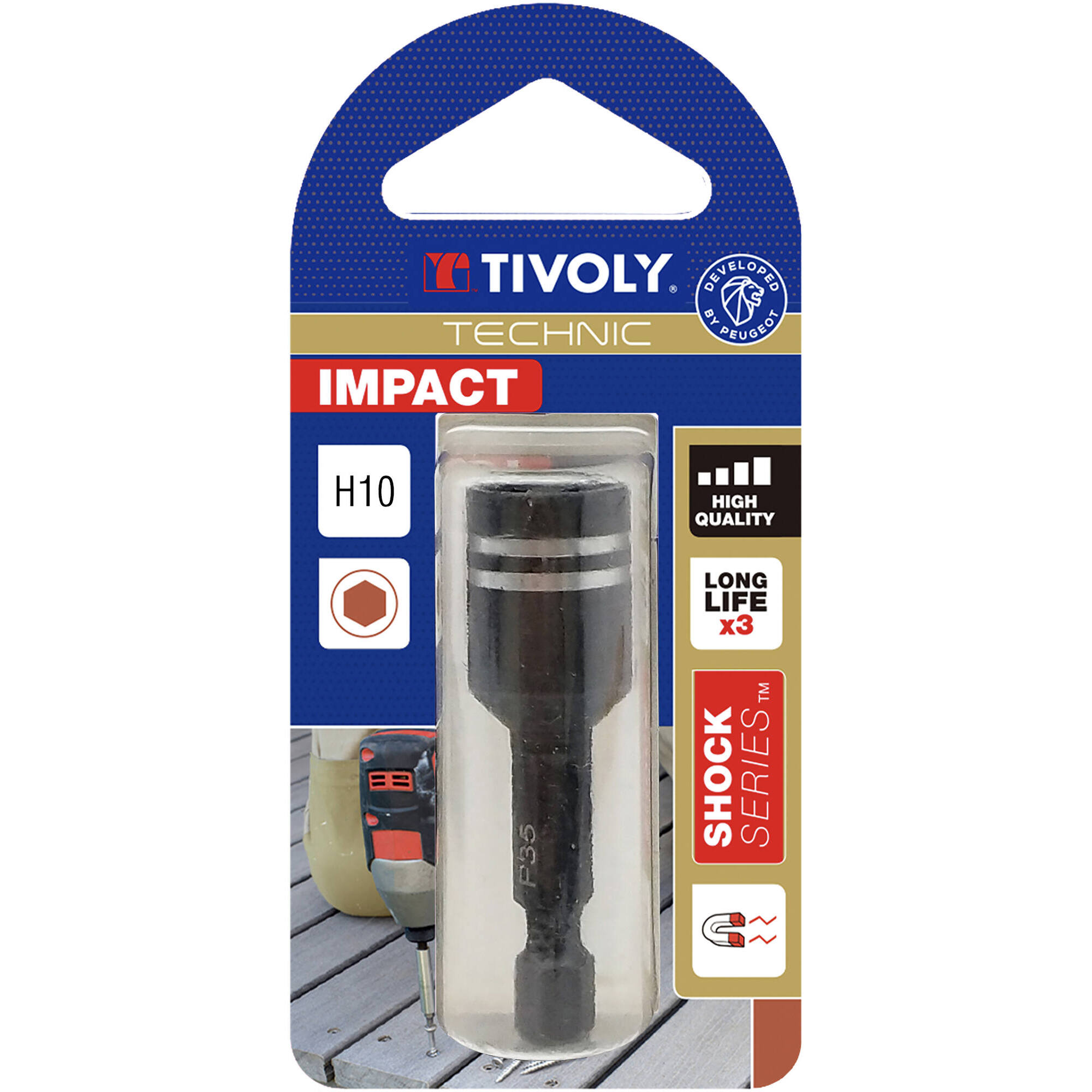 Llave de vaso magnética -IMPACTO (Blíster) N°: N10 / L: 45