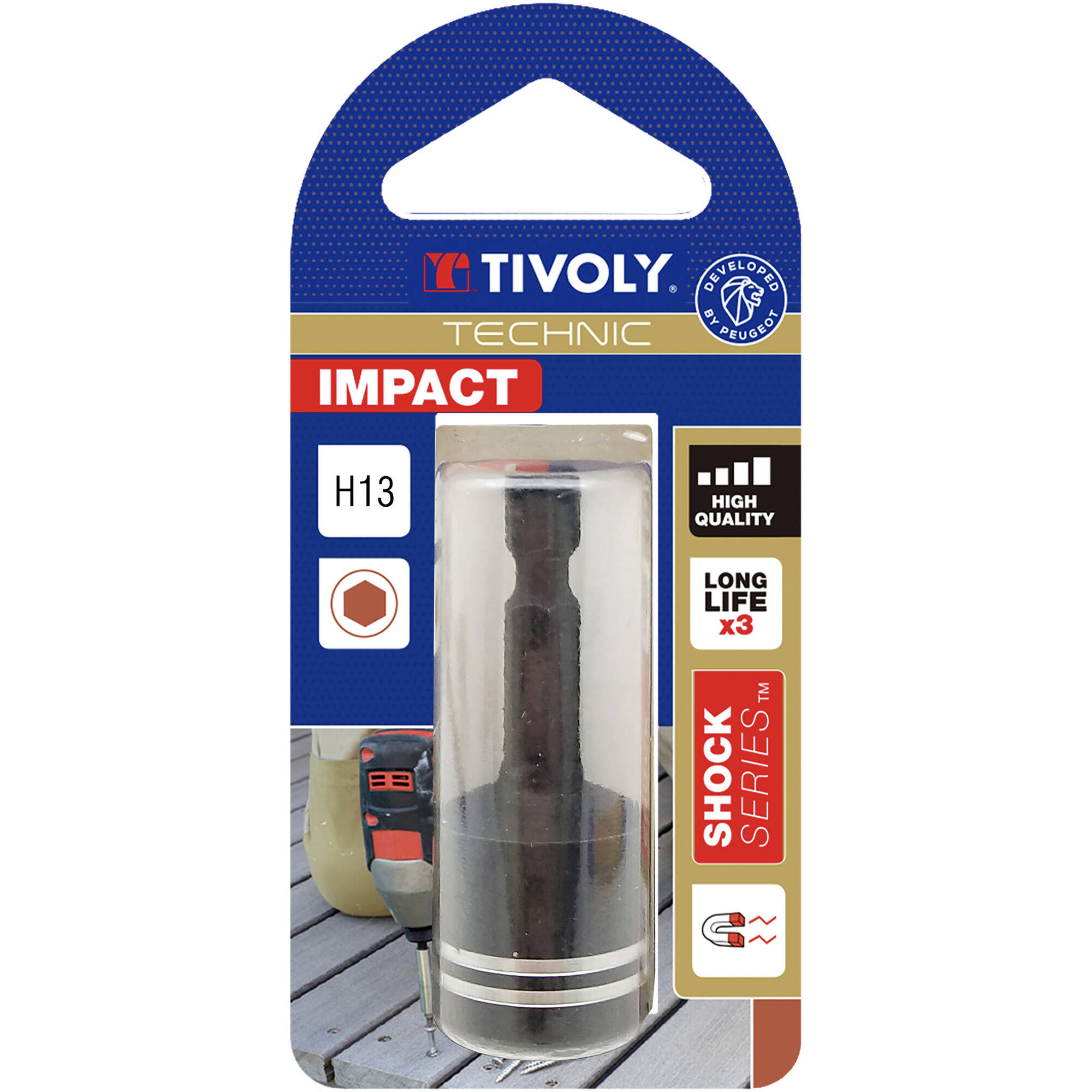 Llave de vaso magnética -IMPACTO (Blíster) N°: N13 / L: 45