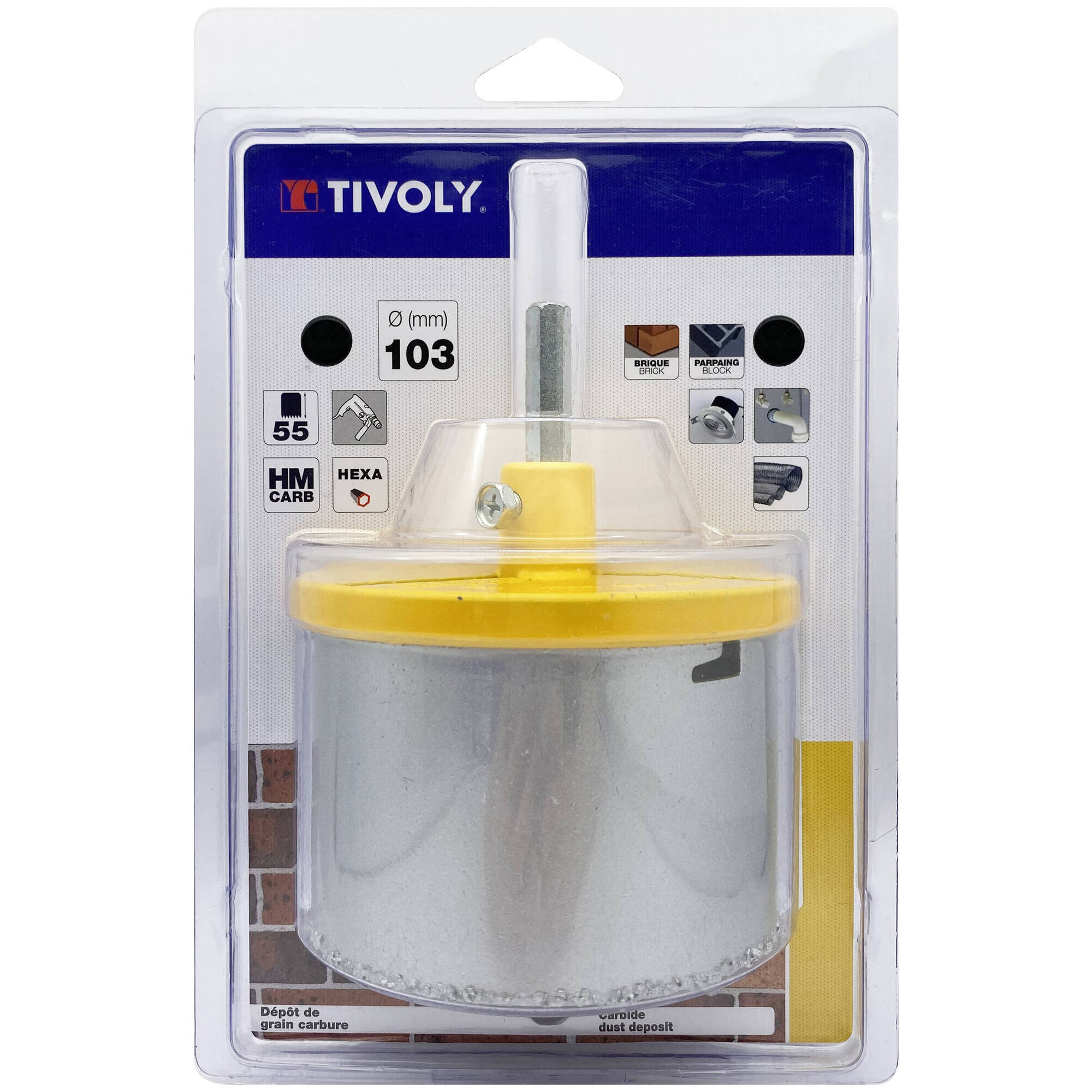 Ø: 103 / Sierra de corona para hormigón de carburo HM (Estuche blíster) / H: 55