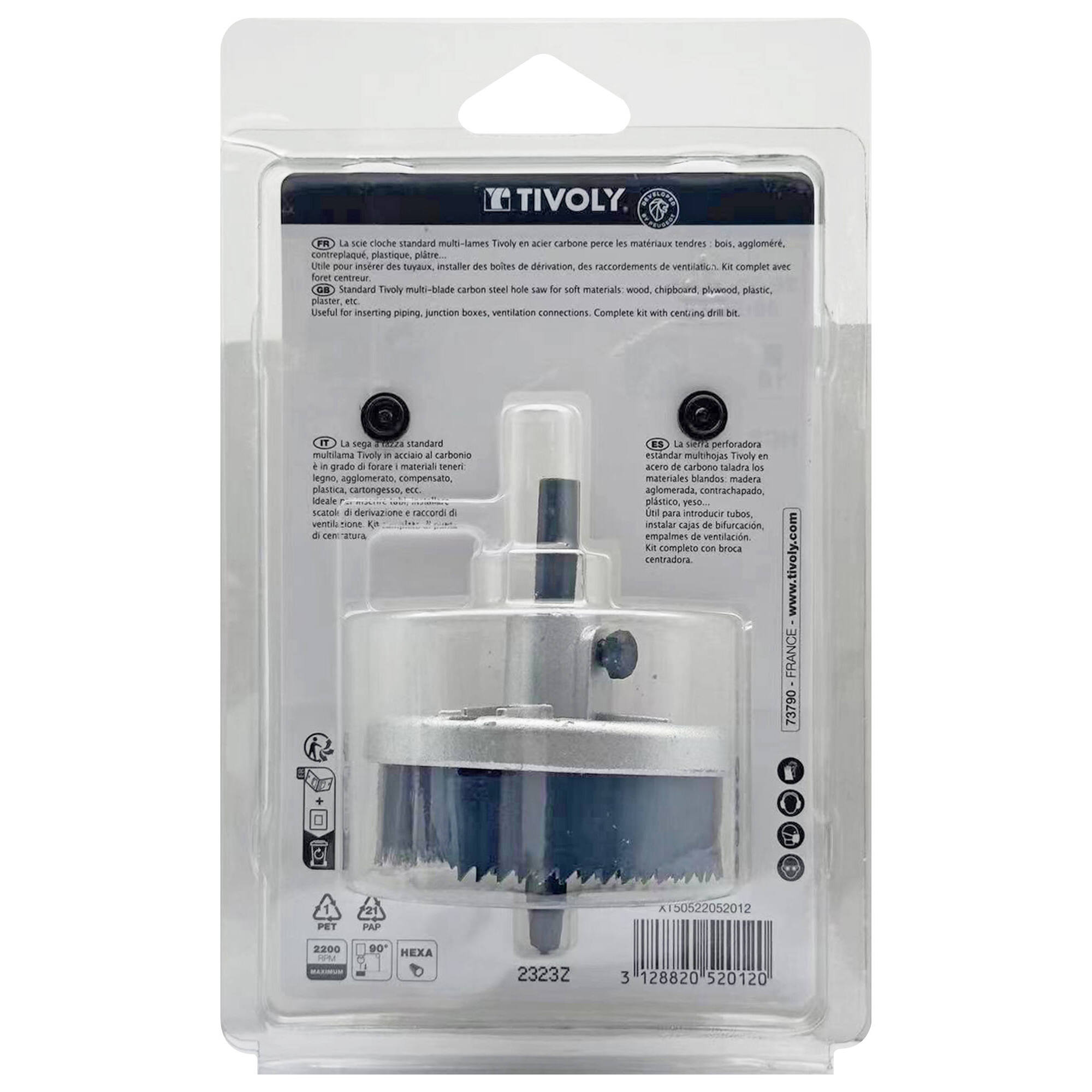 Ø: 25-32-38-45-50-56-62 / Sierra de corona HCS multihojas (Estuche blíster) / H: 18