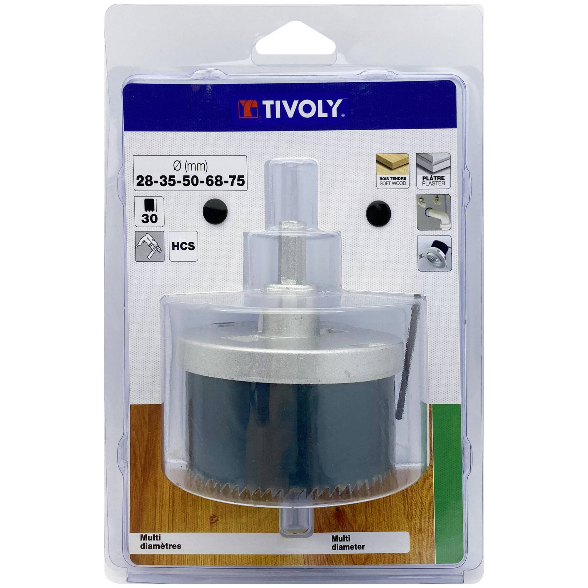 Ø: 28-35-50-68-75 / Sierra de corona HCS multihojas (Estuche blíster) / H: 30