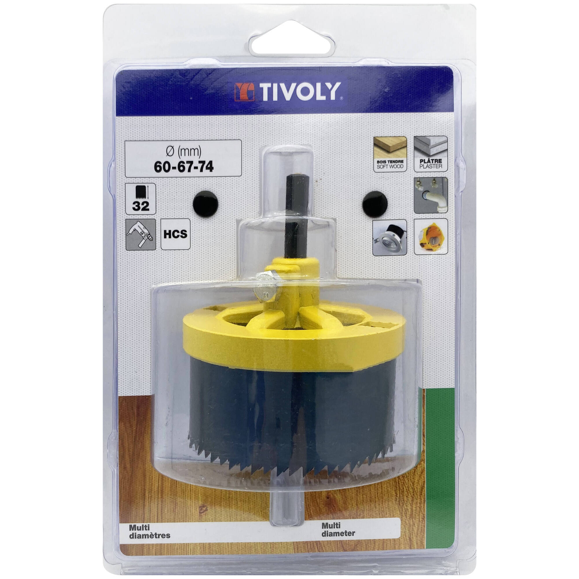 Ø: 60-67-74 / Sierra de corona HCS multihojas (Estuche blíster) / H: 32