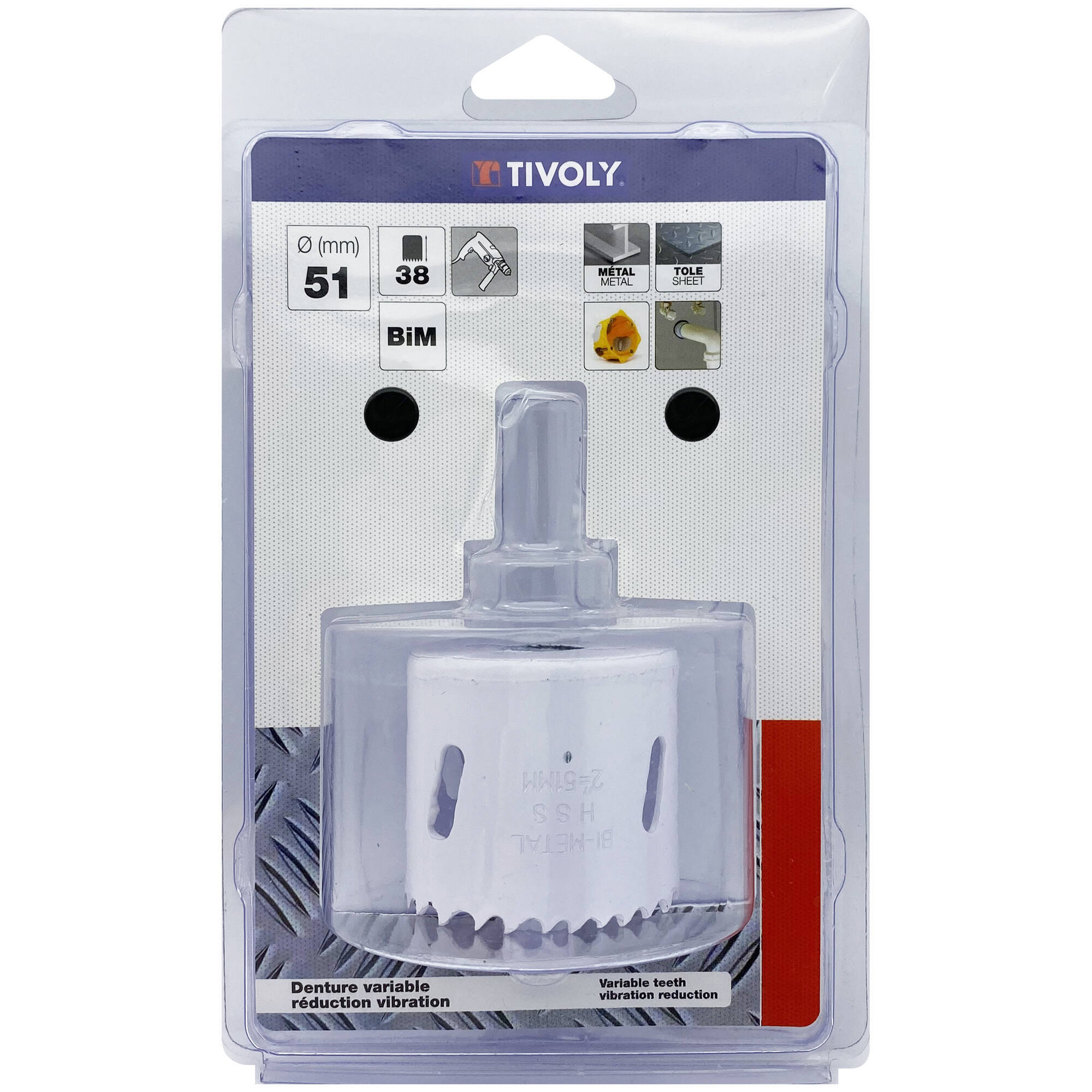 Ø: 51 / Sierra de corona bimetal HSS (Estuche blíster) / H: 38