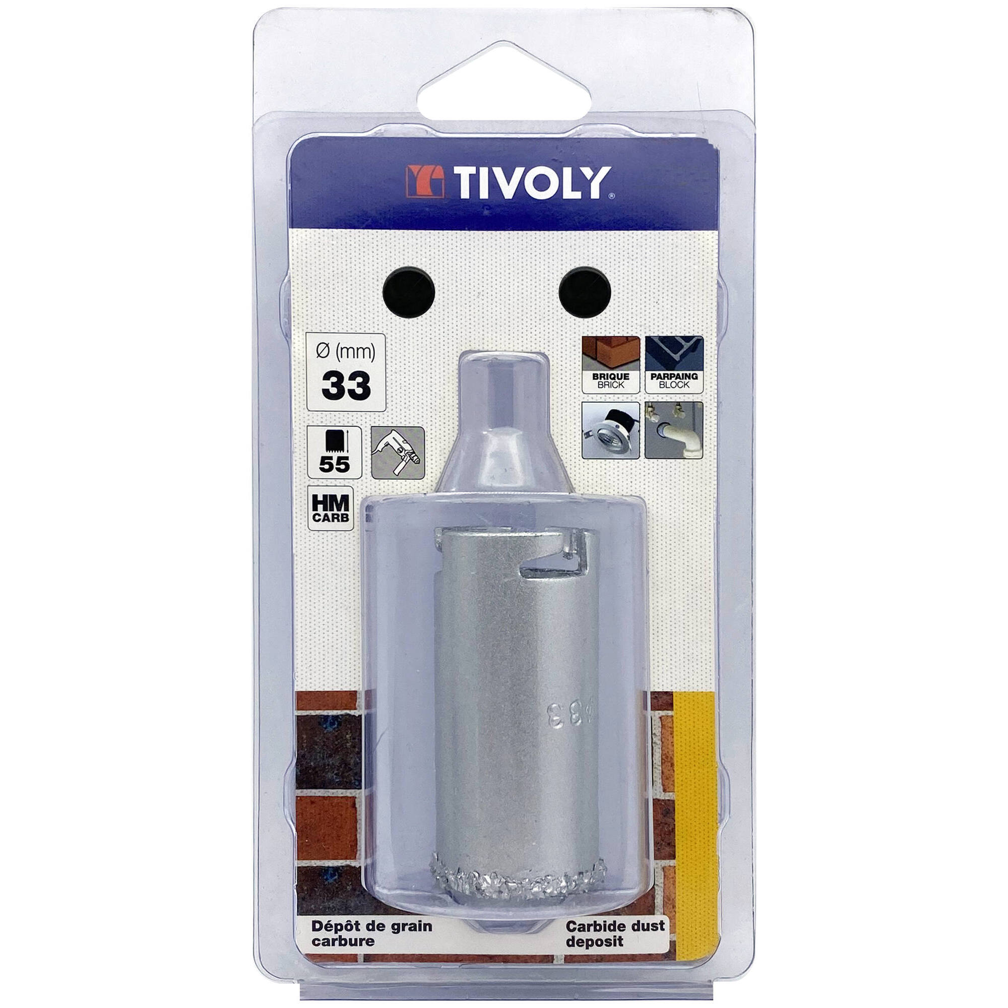 Ø: 33 / Sierra de corona para hormigón de carburo HM (Estuche blíster) / H: 55