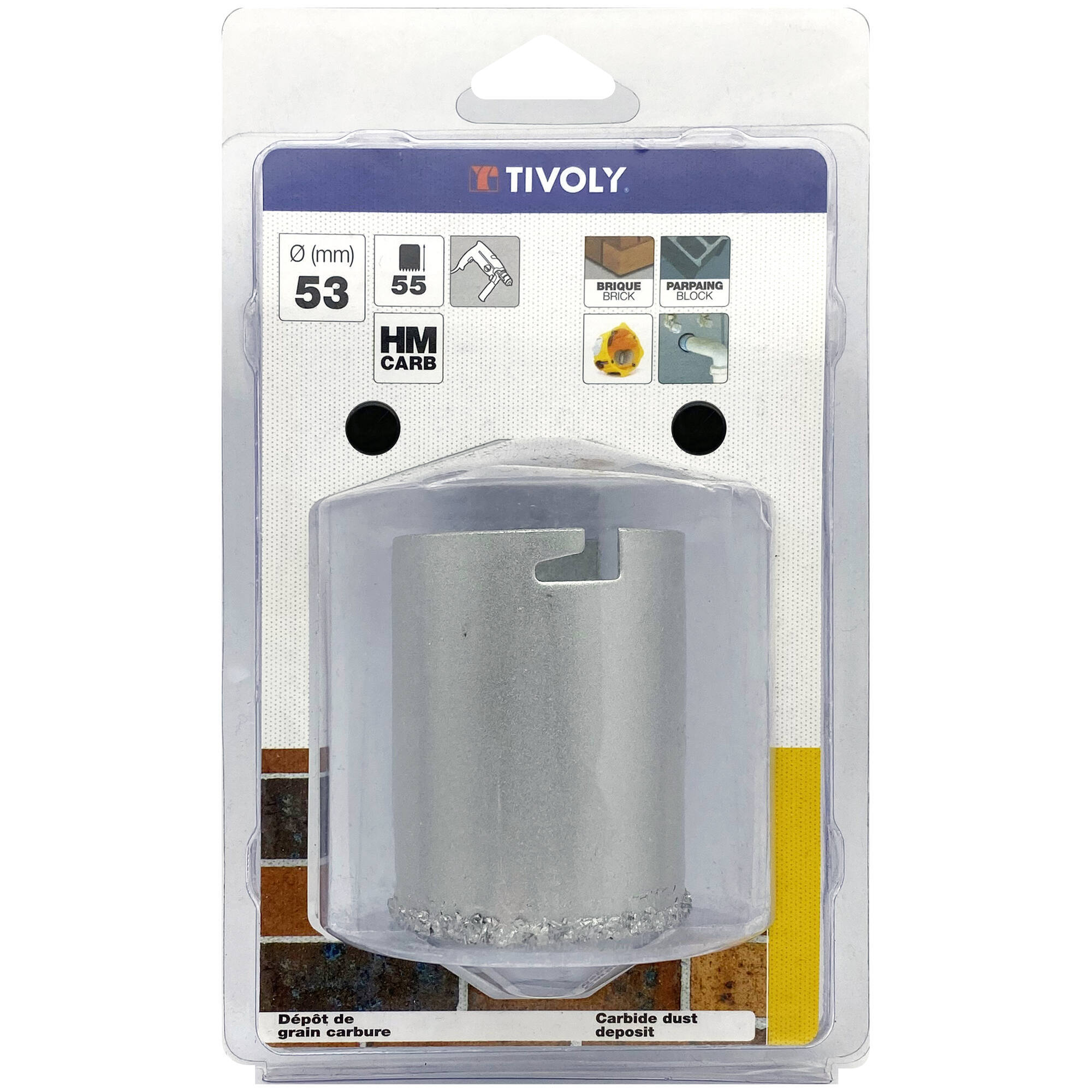 Ø: 53 / Sierra de corona para hormigón de carburo HM (Estuche blíster) / H: 55