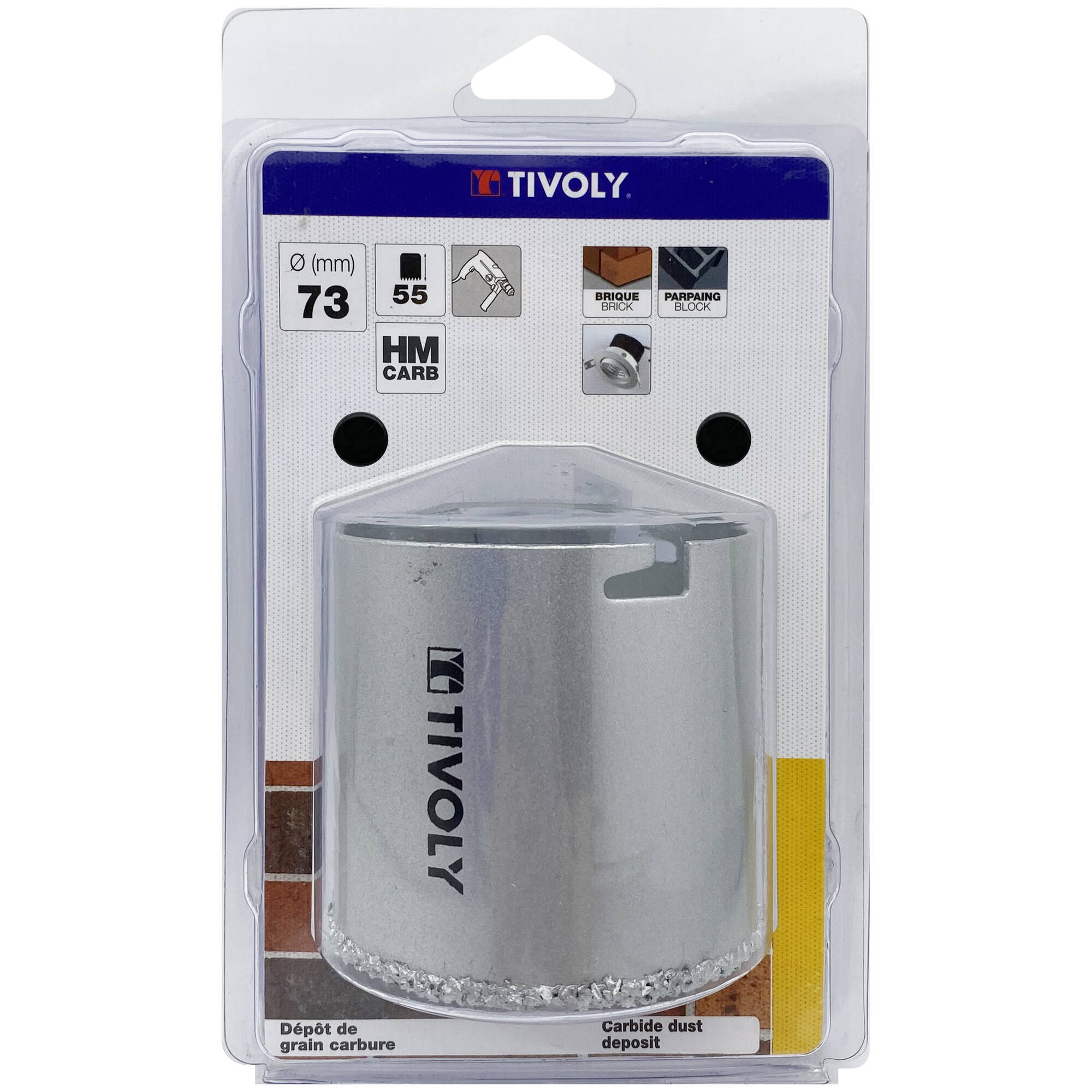 Ø: 73 / Sierra de corona para hormigón de carburo HM (Estuche blíster) / H: 55