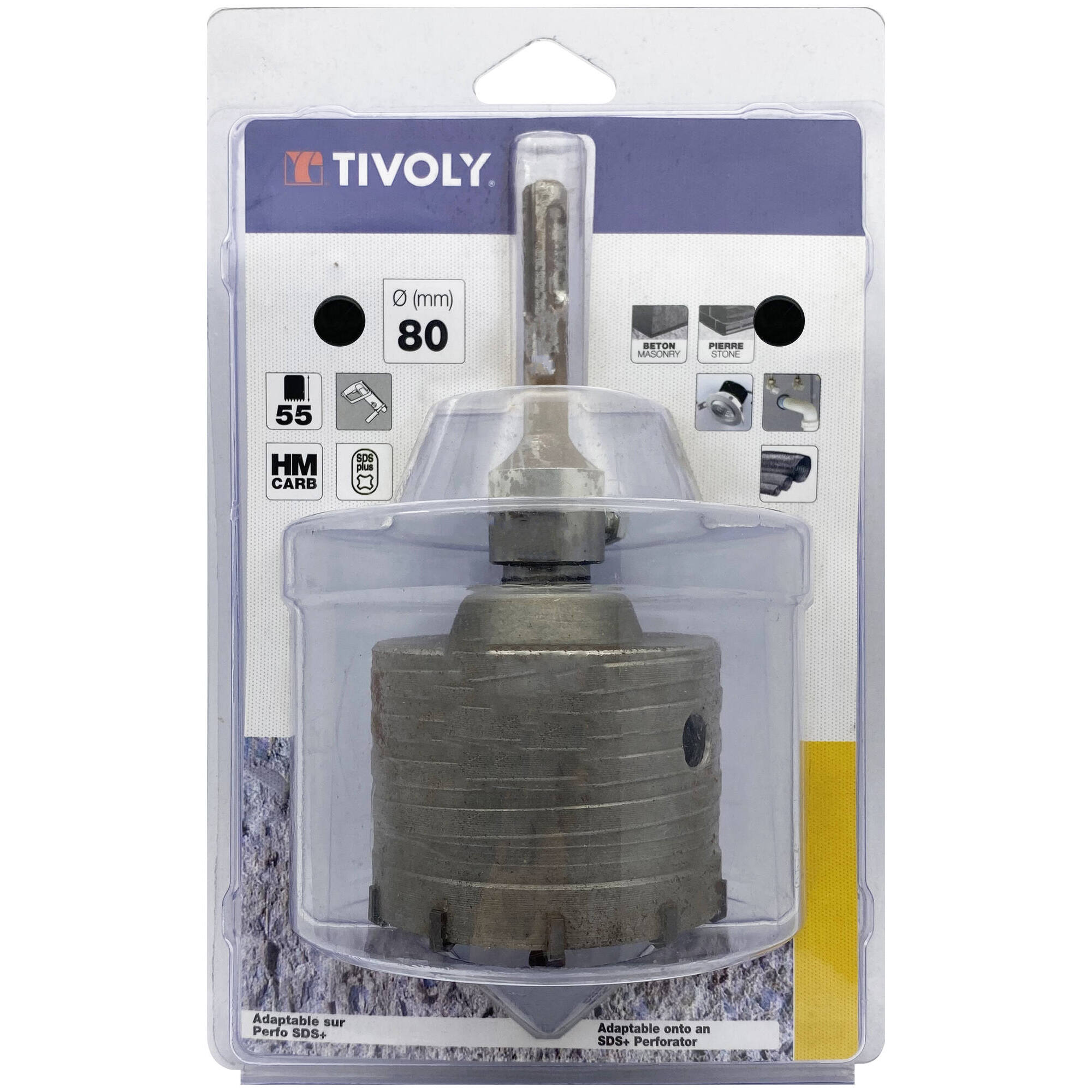 Kit corona carburo SDS+ (Estuche blíster) / Ø: 80 / H: 55