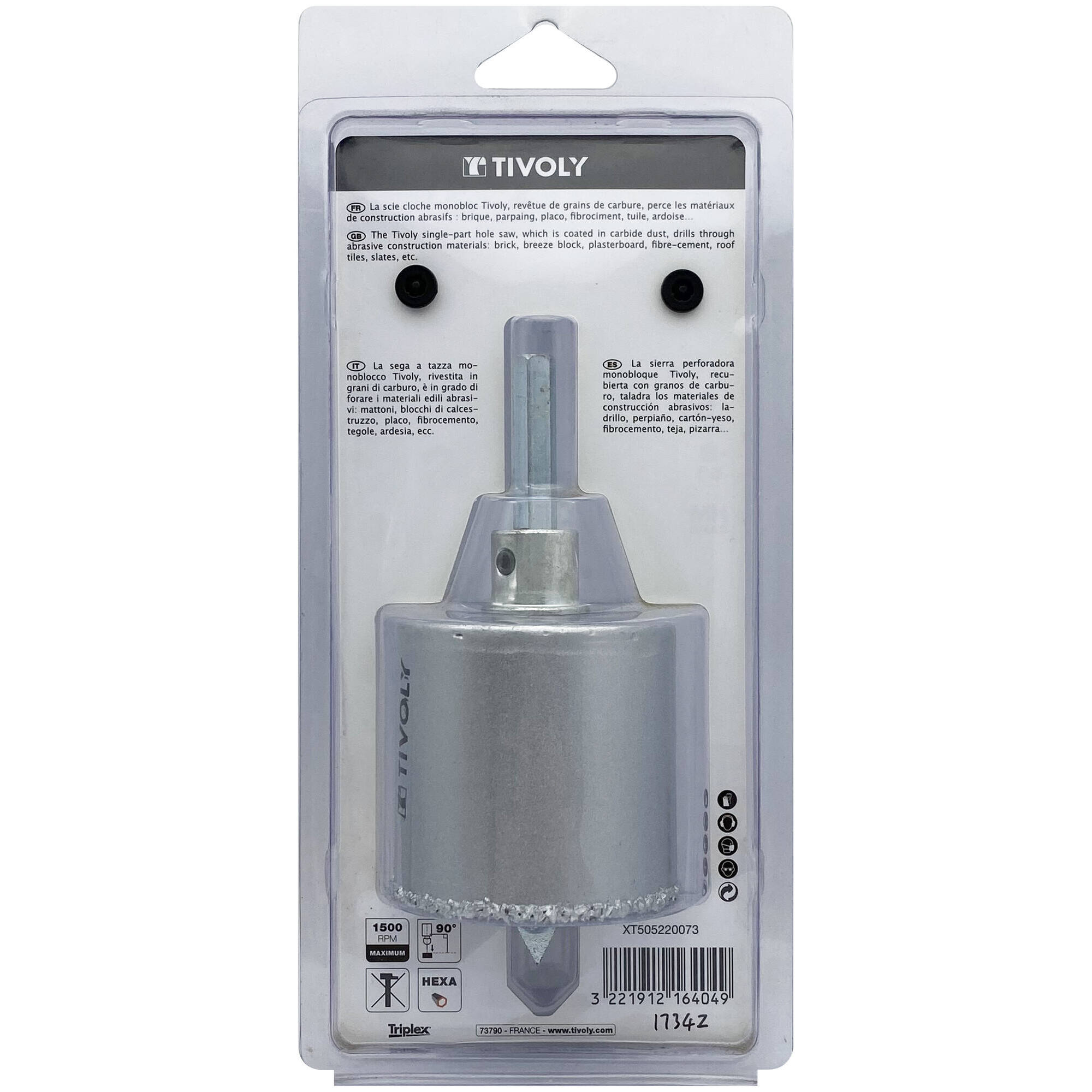 Ø: 67 / Sierra de corona para hormigón de carburo HM monobloque (Estuche blíster) / H: 55