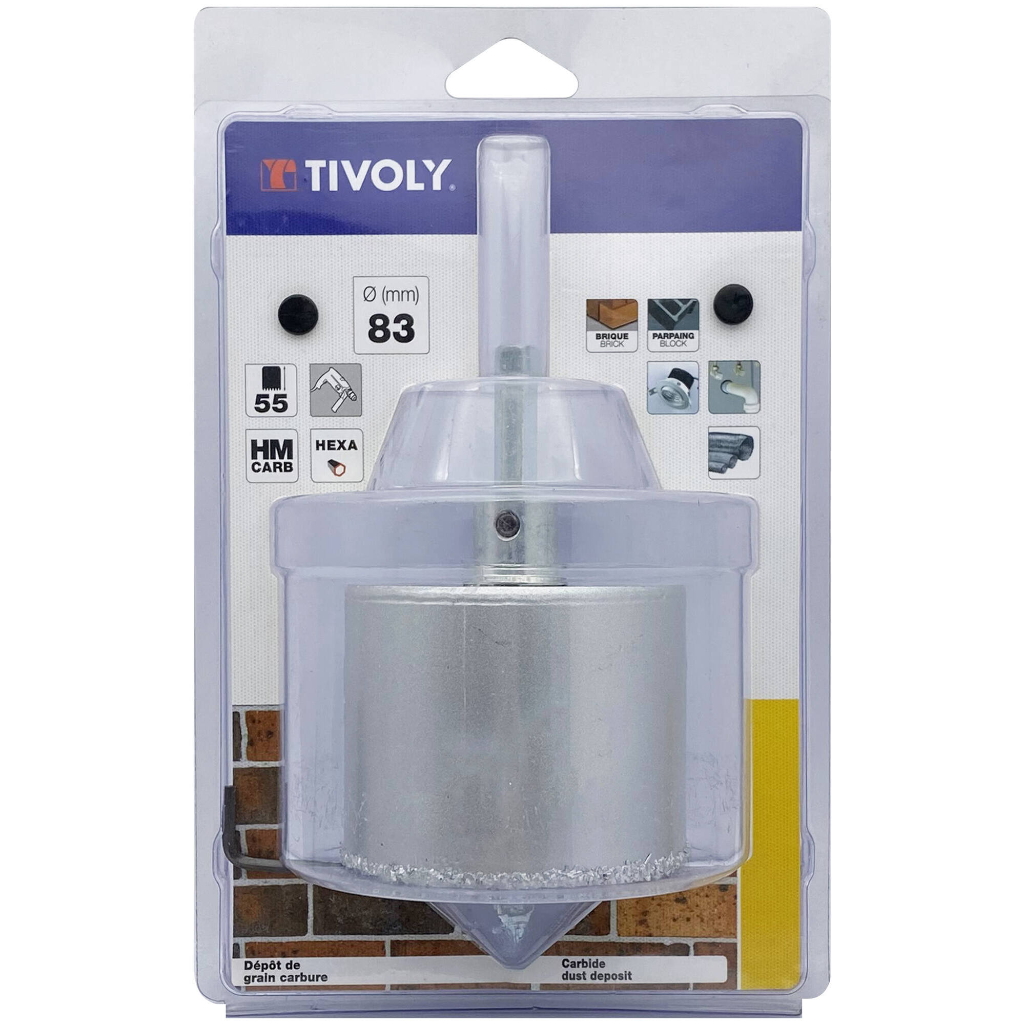 Ø: 83 / Sierra de corona para hormigón de carburo HM monobloque (Estuche blíster) / H: 55