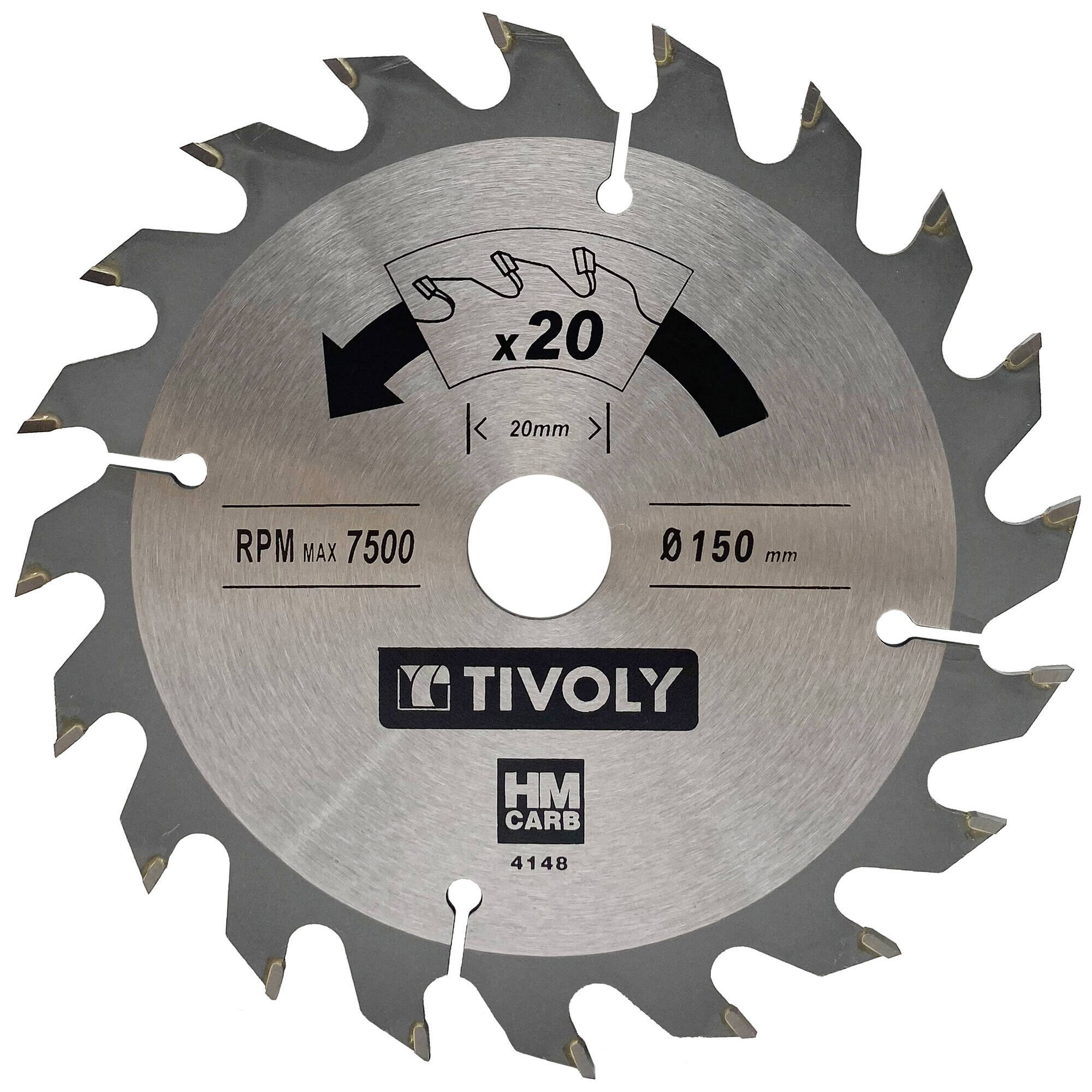 Ø: 150 x Ø2: 20 x Z: 20 / Hoja de sierra circular -Despiece -Para madera y yeso -Uso en sierra portátil (Funda cartón)