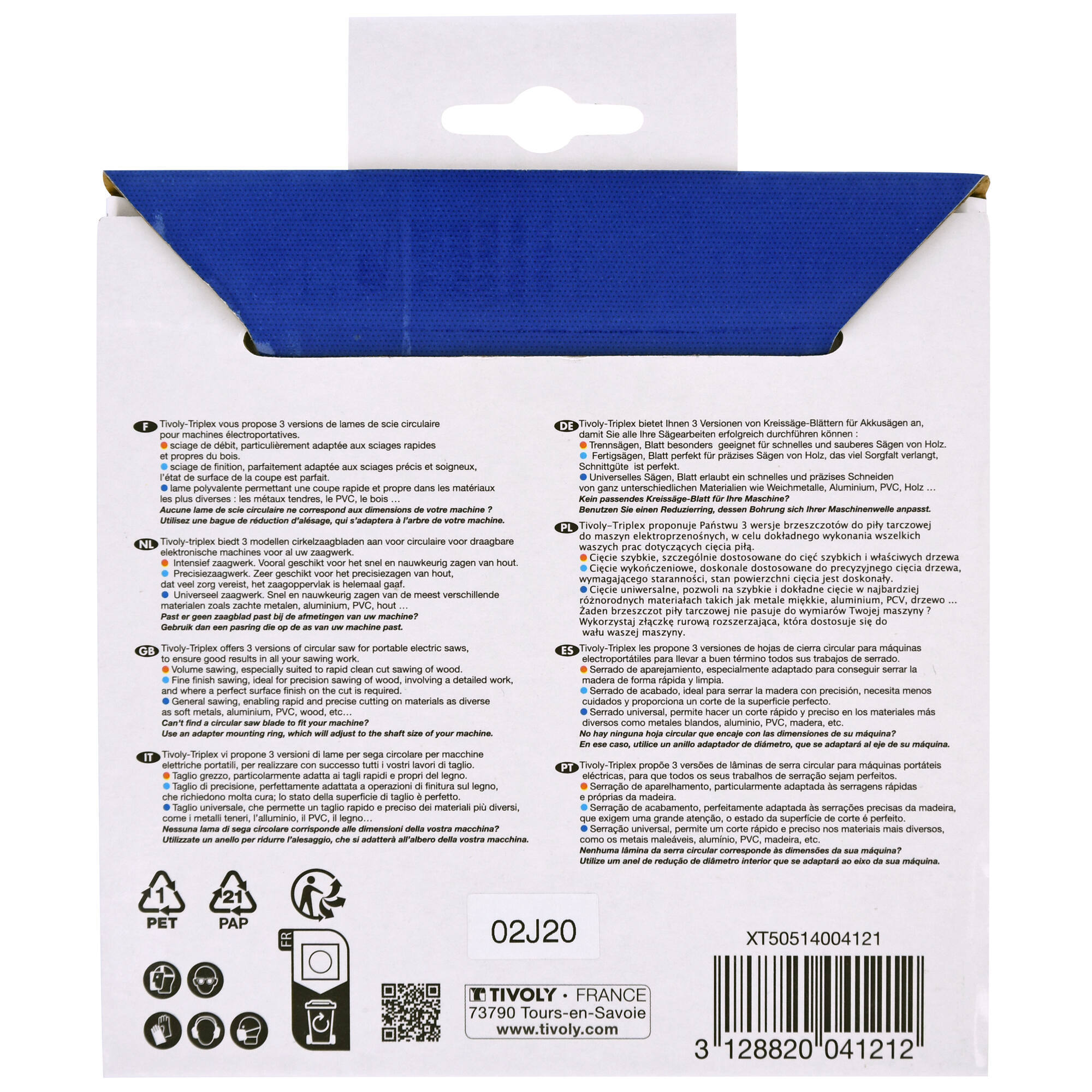 Ø: 125 x Ø2: 20 x Z: 20 / Hoja de sierra circular -Despiece -Para madera y yeso -Uso en sierra portátil (Funda cartón)