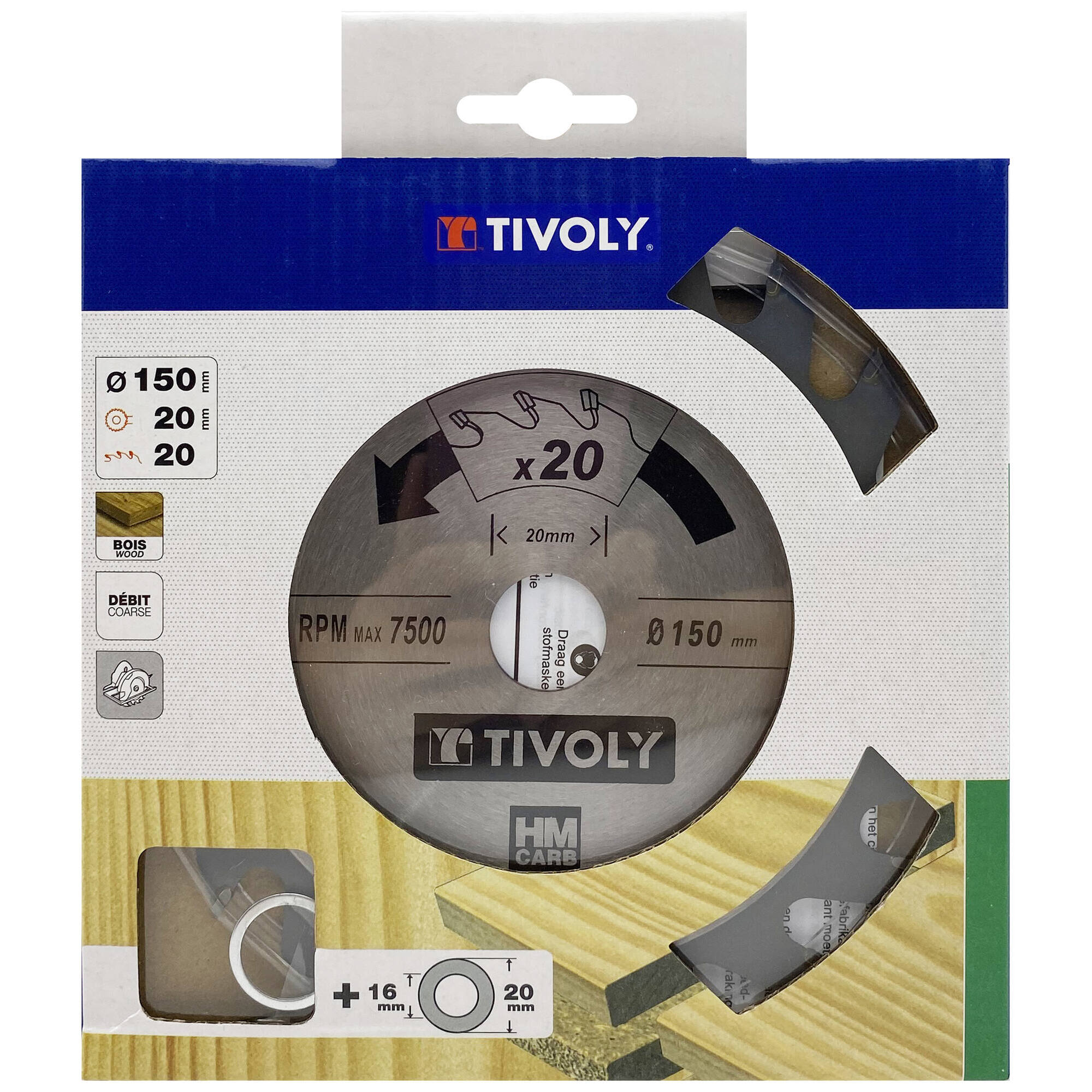 Ø: 150 x Ø2: 20 x Z: 20 / Hoja de sierra circular -Despiece -Para madera y yeso -Uso en sierra portátil (Funda cartón)