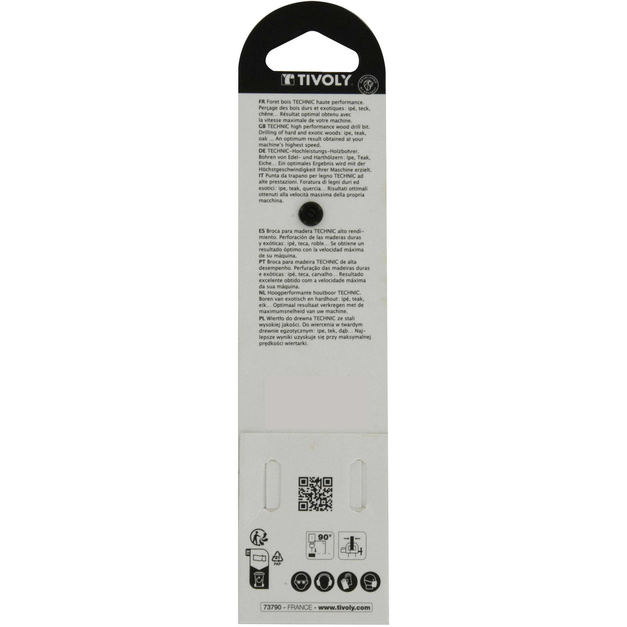 Ø: 8 / Broca plana para madera -Mango hexagonal -Cuerpo reforzado (Blíster) / L: 149