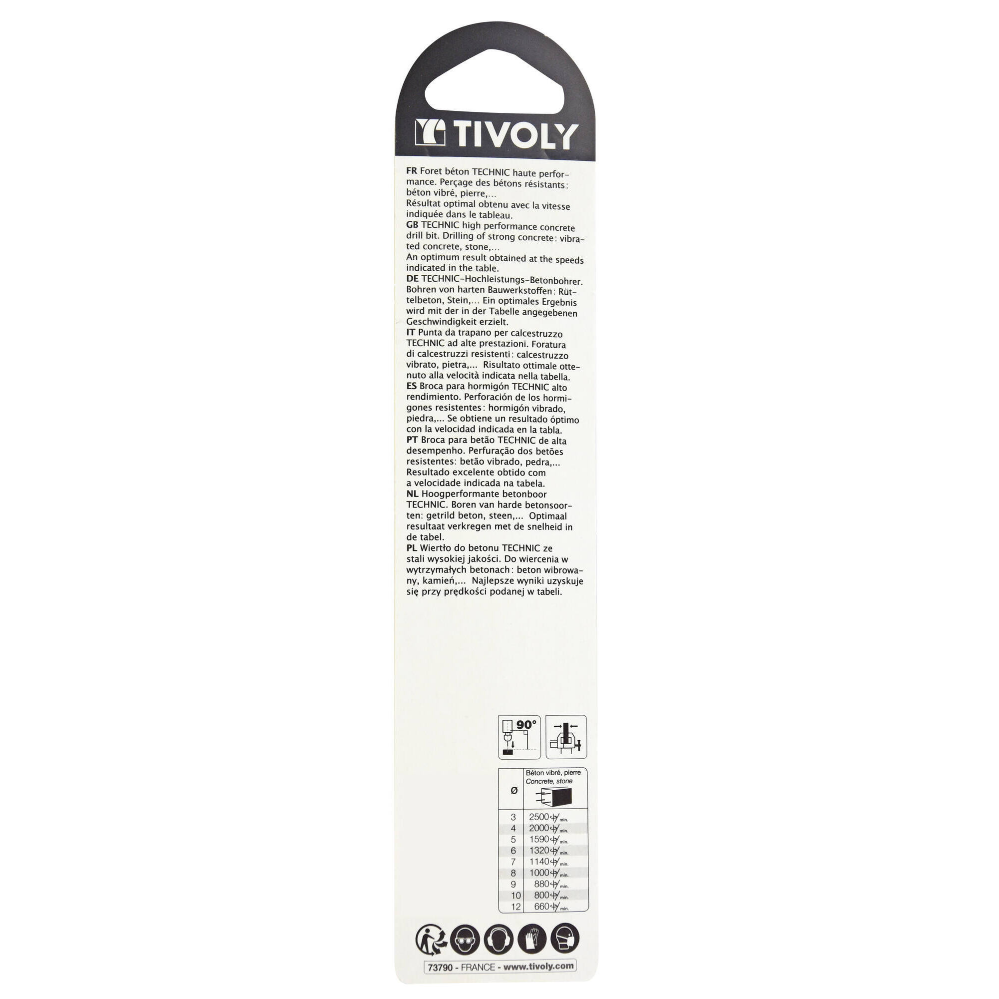 Ø: 8 / Broca para hormigón -Placa de Metal Duro con punta de centrado -Mango cilíndrico de 3 caras planas (Blíster) / L: 120