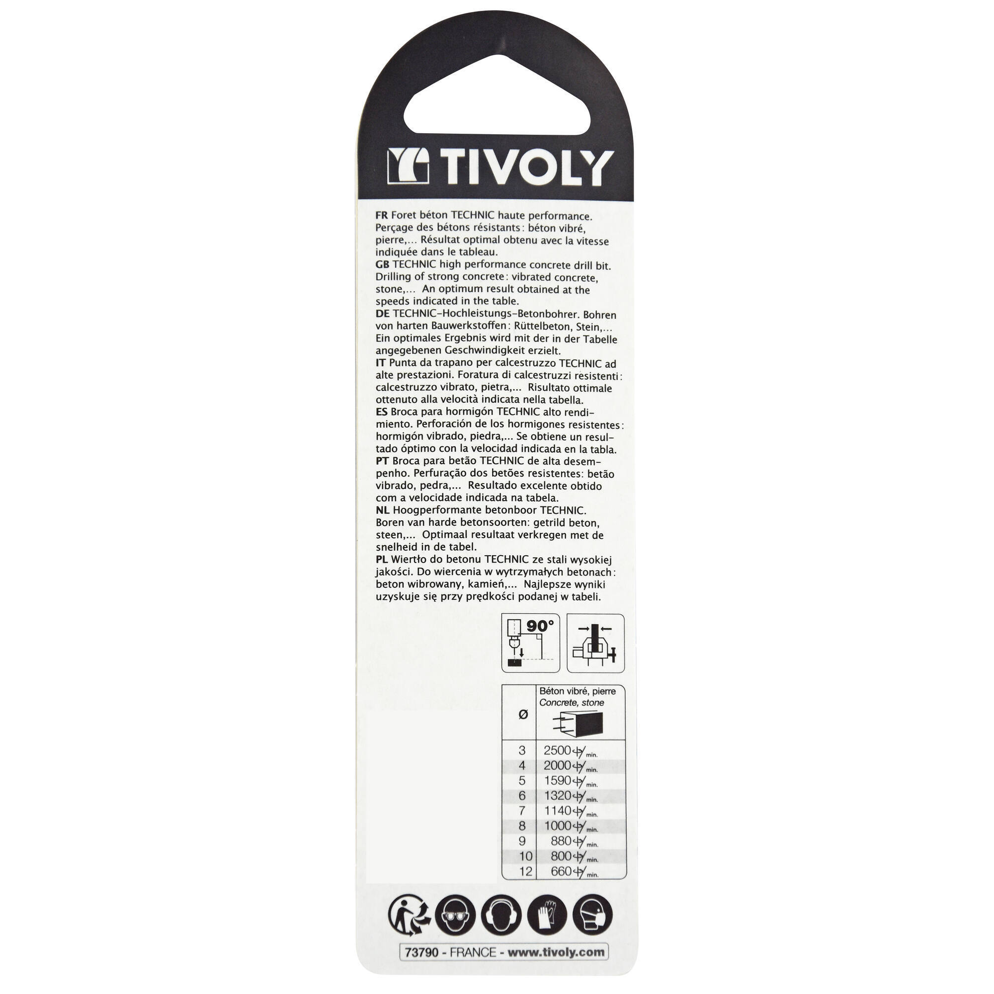 Ø: 3 / Broca para hormigón -Placa de Metal Duro con punta de centrado -Mango cilíndrico de 3 caras planas (Blíster) / L: 60