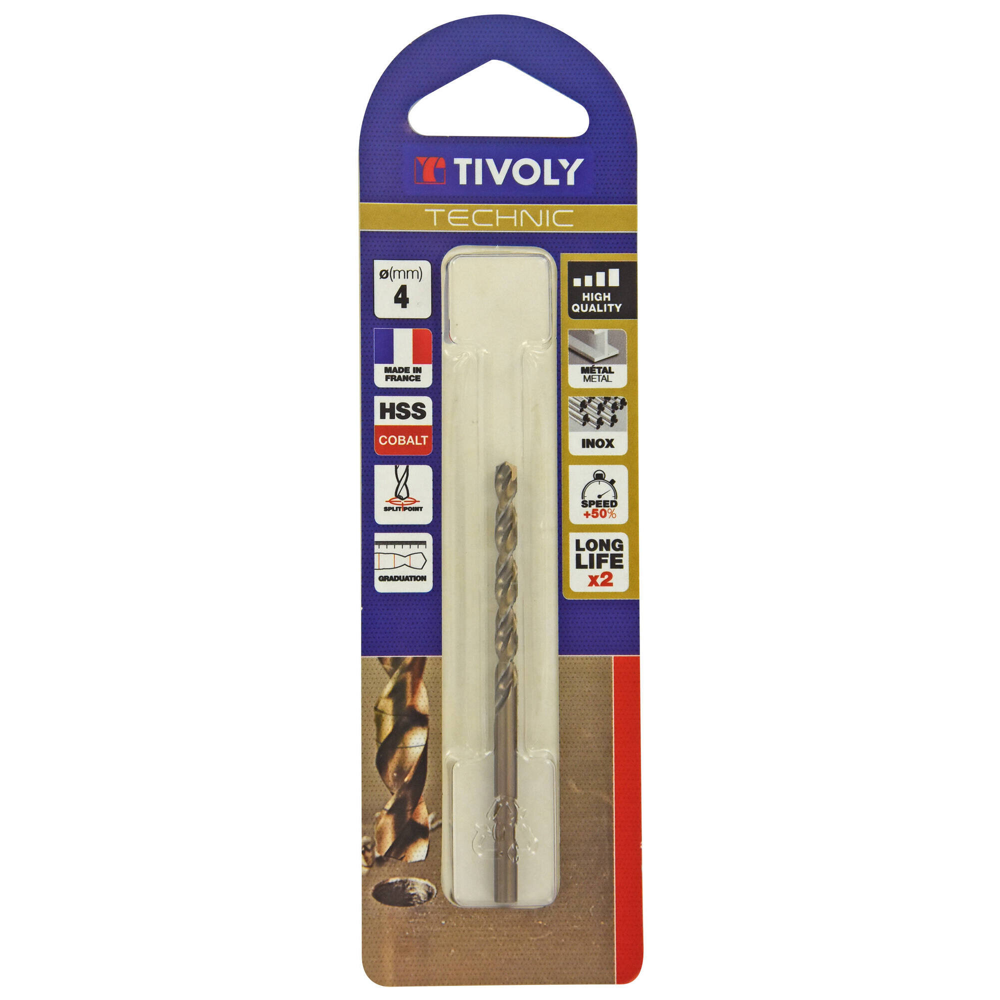 Ø: 4 / L: 75 / Broca para metal HSS-E5 (cobalto 5 %) -Afilado SPLIT POINT -Graduada SLR (Blíster)