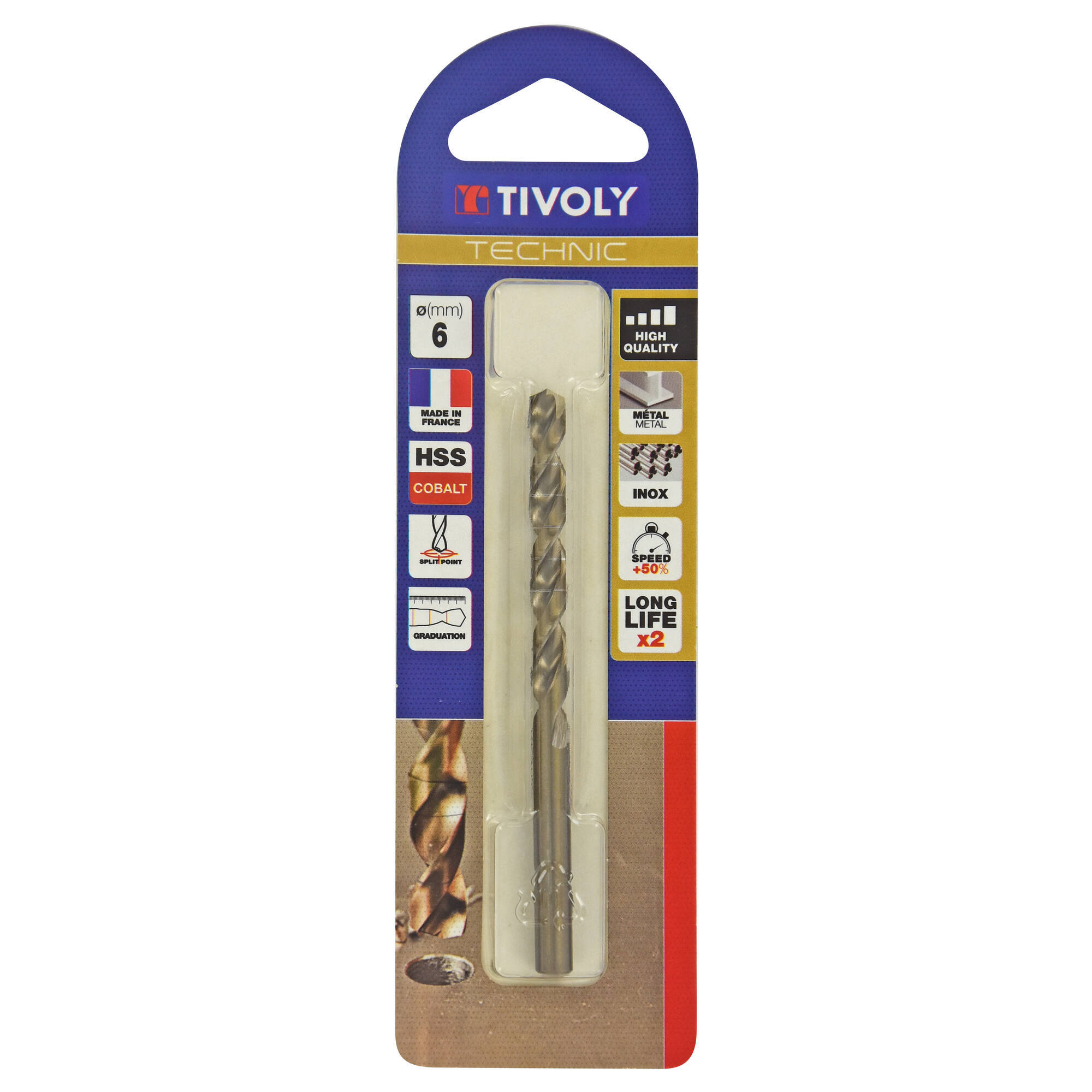 Ø: 6 / L: 93 / Broca para metal HSS-E5 (cobalto 5 %) -Afilado SPLIT POINT -Graduada SLR (Blíster)