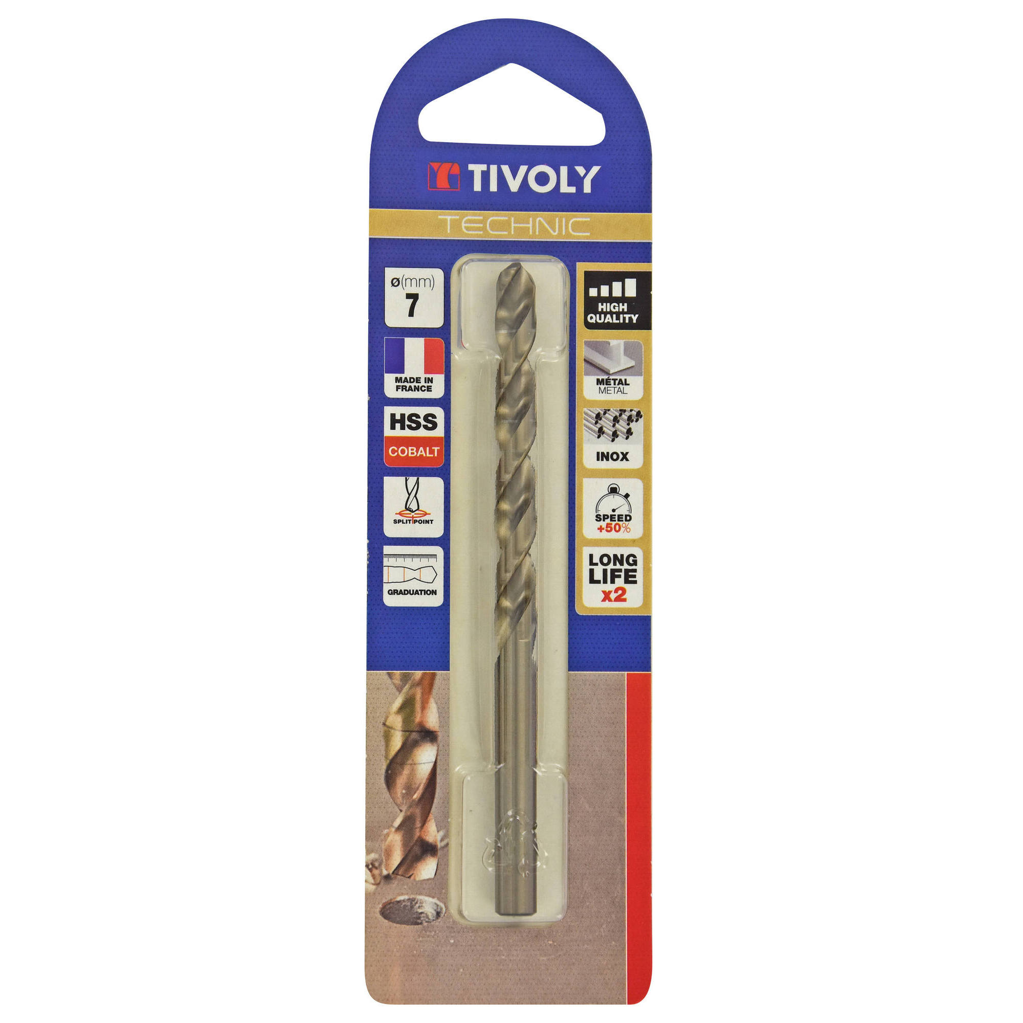 Ø: 7 / L: 109 / Broca para metal HSS-E5 (cobalto 5 %) -Afilado SPLIT POINT -Graduada SLR (Blíster)