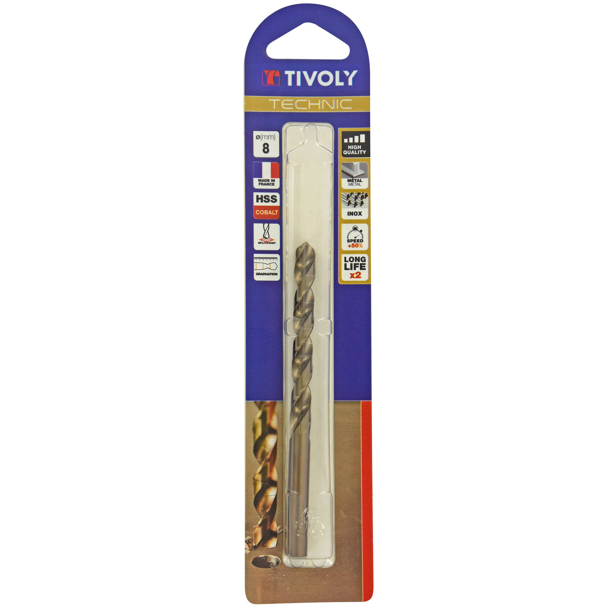 Ø: 8 / L: 117 / Broca para metal HSS-E5 (cobalto 5 %) -Afilado SPLIT POINT -Graduada SLR (Blíster)