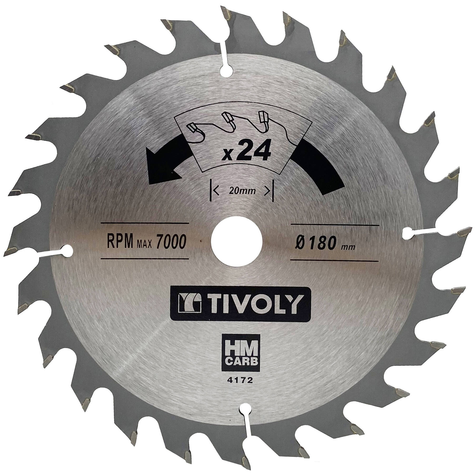 Ø: 180 x Ø2: 20 x Z: 24 / Hoja de sierra circular -Despiece -Para madera y yeso -Uso en sierra portátil (Funda cartón)
