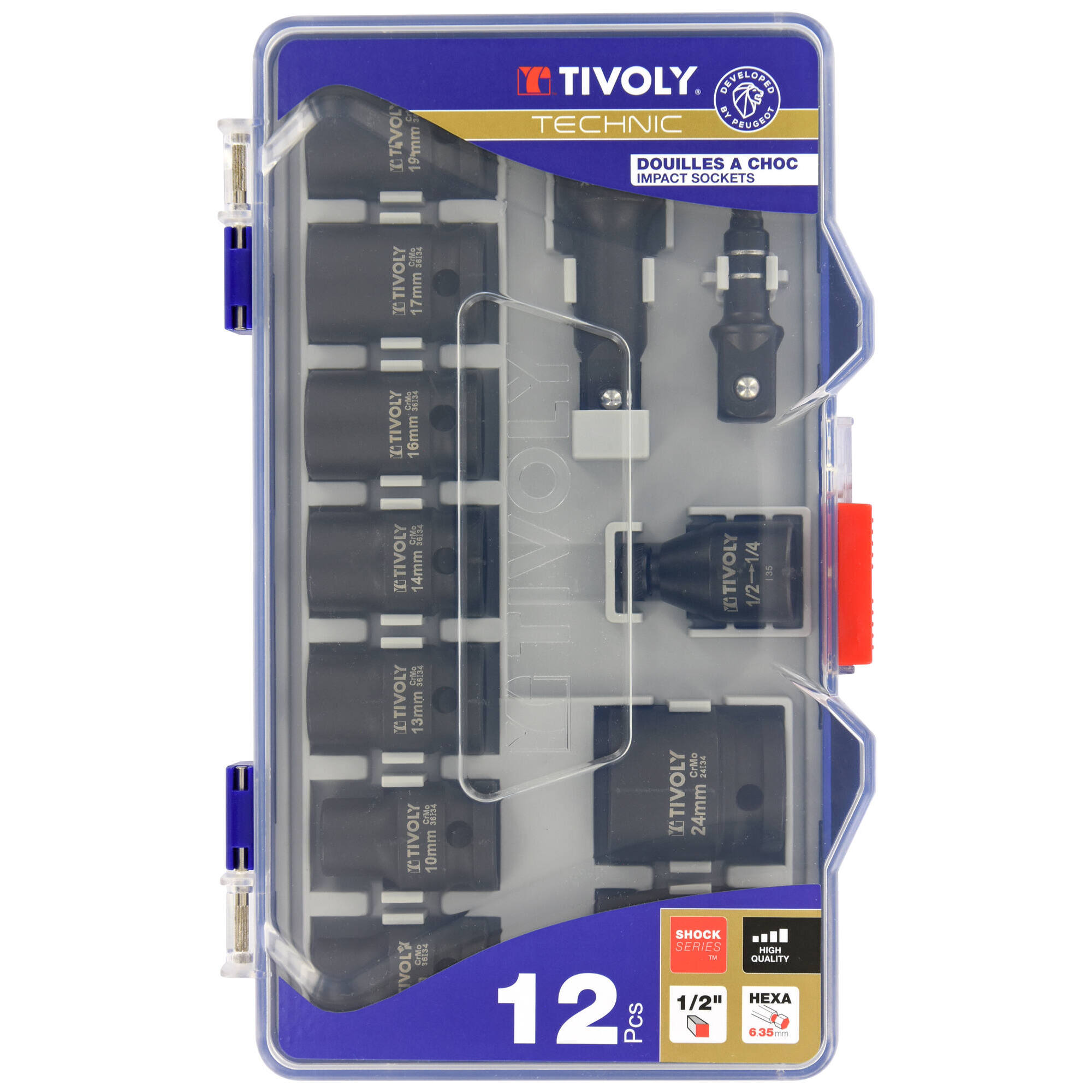 11521470001 - 12 piezas - 9 lvasos de impacto Ø 8 a 24 mm + 2 adaptadores + 1 extensión -IMPACTO