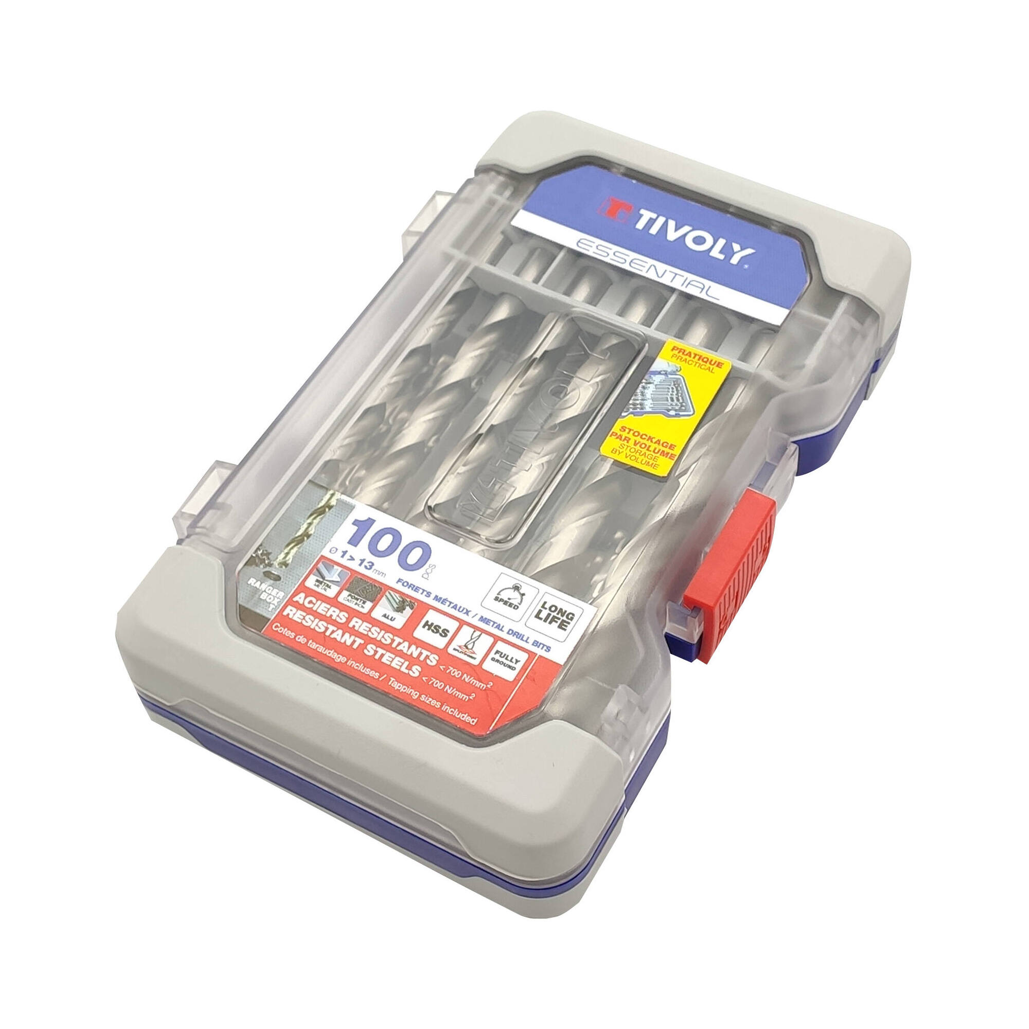 100 brocas para metal HSS rectificadas, punta en cruz Ø 1 a 13 mm