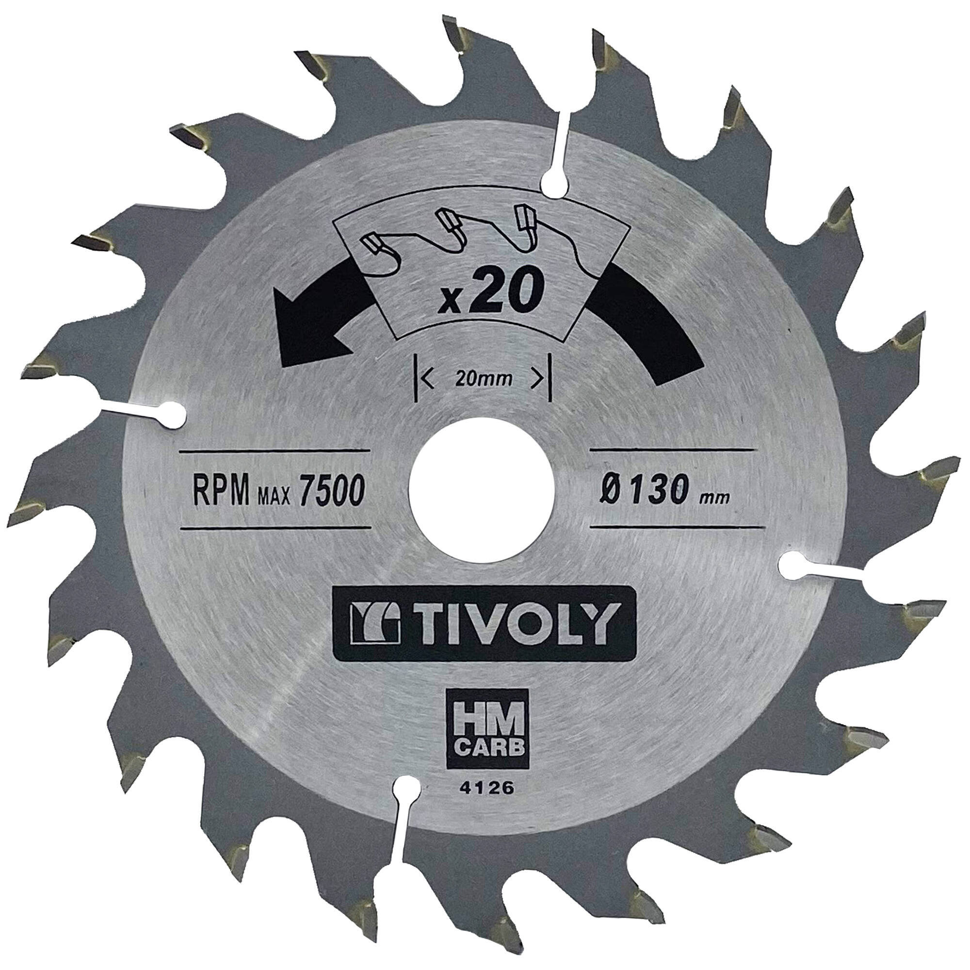Ø: 130 x Ø2: 20 x Z: 20 / Hoja de sierra circular -Despiece -Para madera y yeso -Uso en sierra portátil (Funda cartón)
