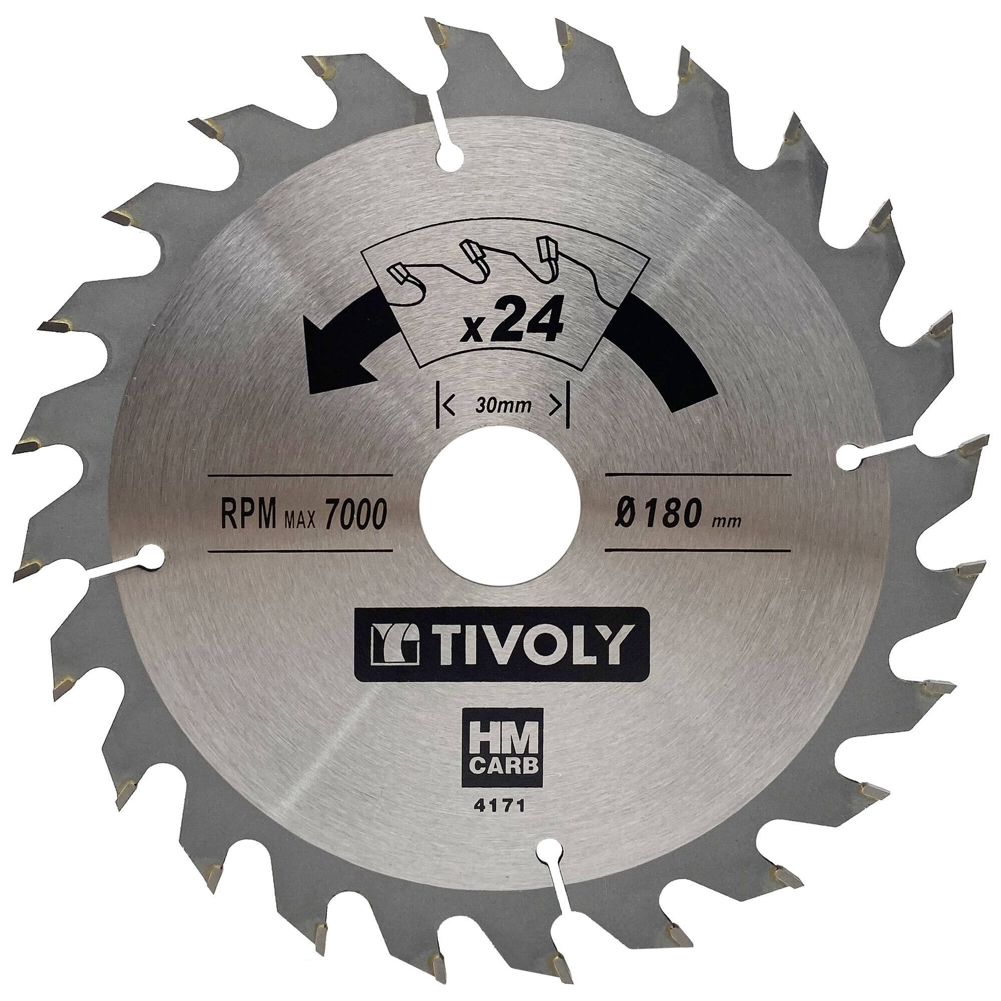 Ø: 180 x Ø2: 30 x Z: 24 / Hoja de sierra circular -Despiece -Para madera y yeso -Uso en sierra portátil (Funda cartón)