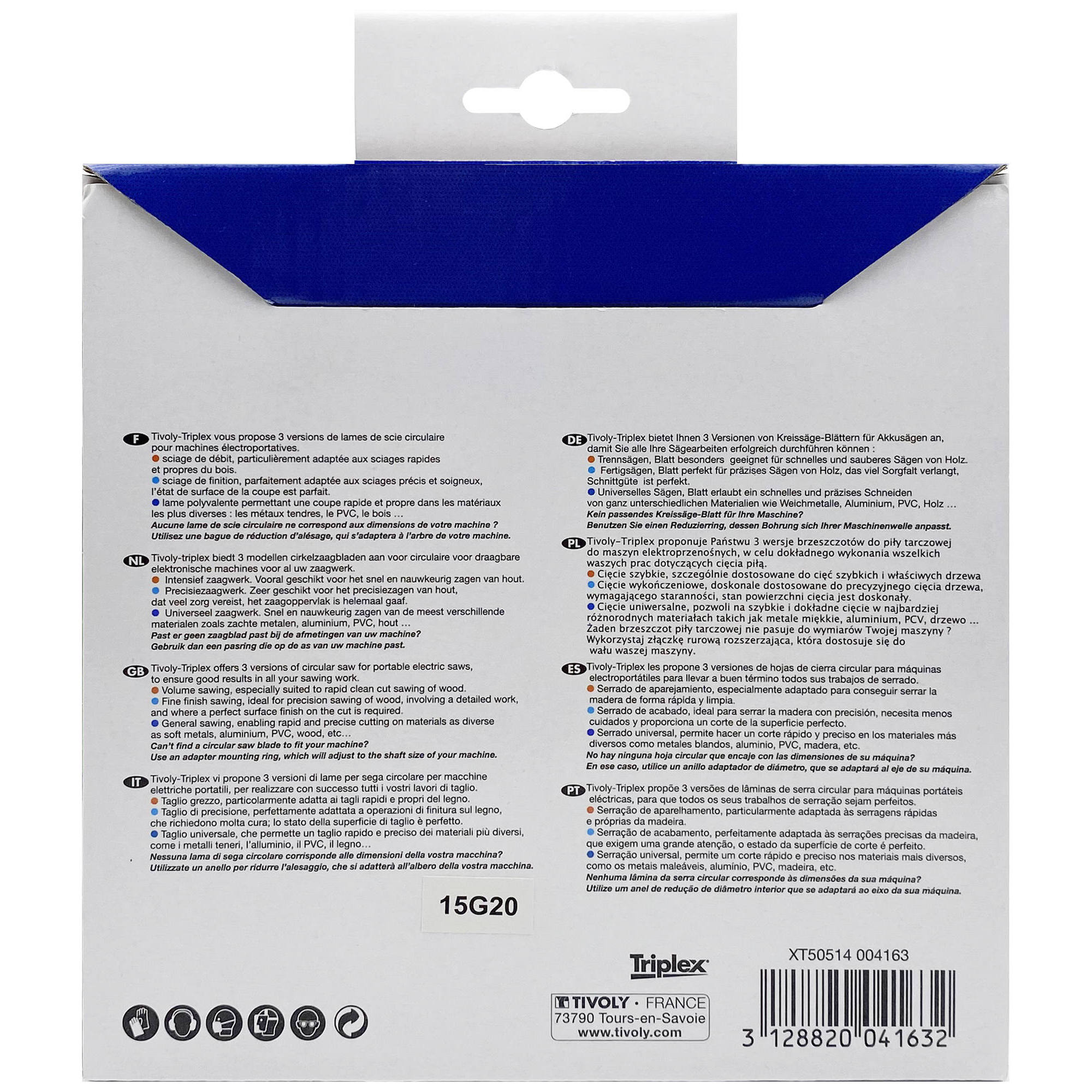 Ø: 160 x Ø2: 20 x Z: 20 / Hoja de sierra circular -Despiece -Para madera y yeso -Uso en sierra portátil (Funda cartón)