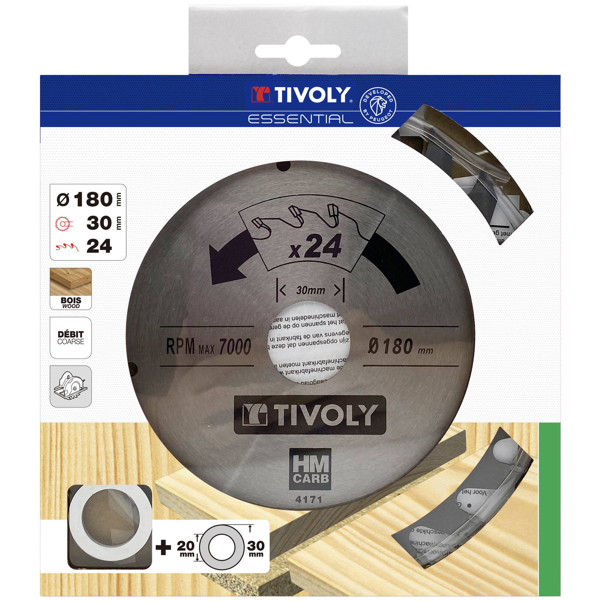 Ø: 180 x Ø2: 30 x Z: 24 / Hoja de sierra circular -Despiece -Para madera y yeso -Uso en sierra portátil (Funda cartón)