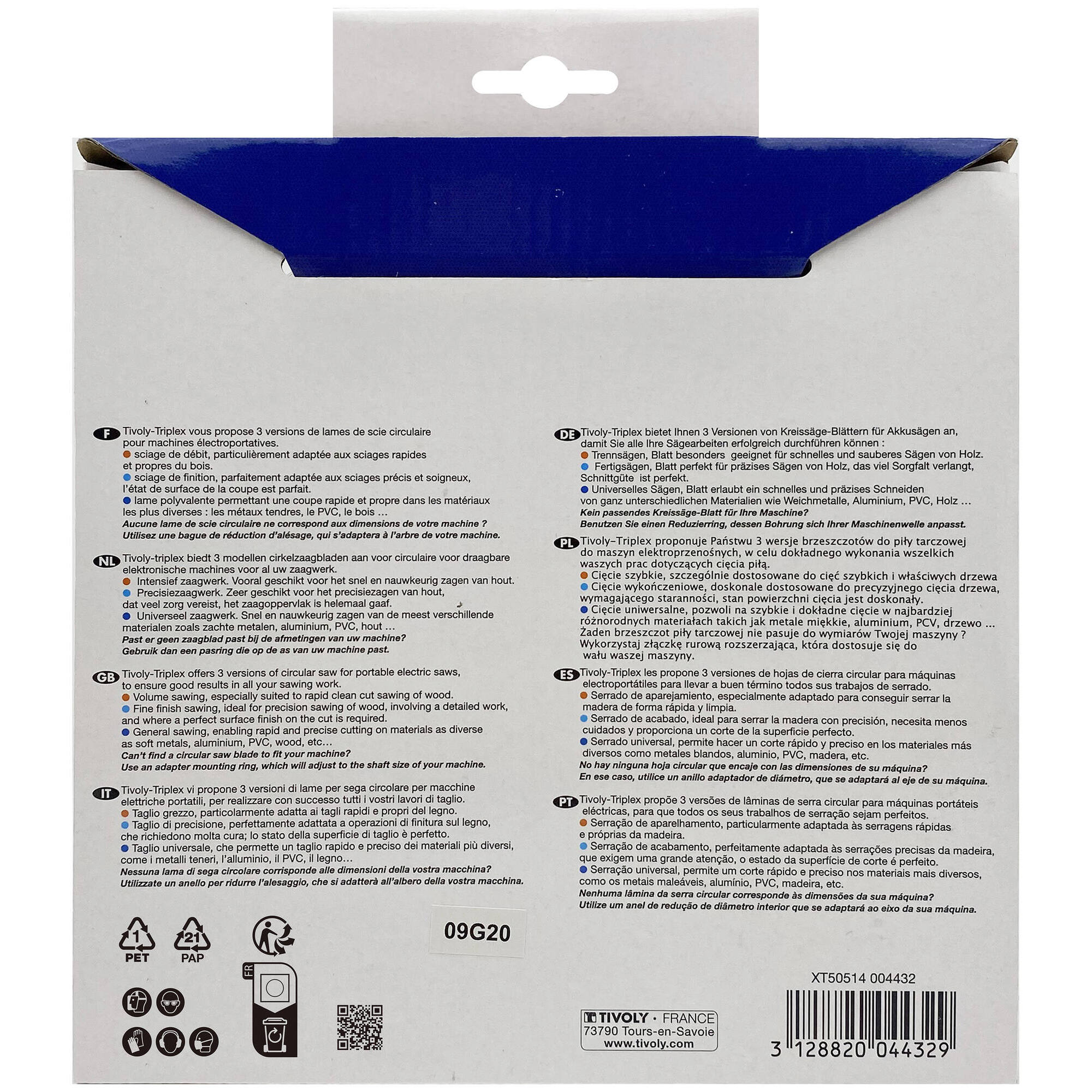 Ø: 190 x Ø2: 20 x Z: 24 / Hoja de sierra circular -Despiece -Para madera y yeso -Uso en sierra portátil (Funda cartón)