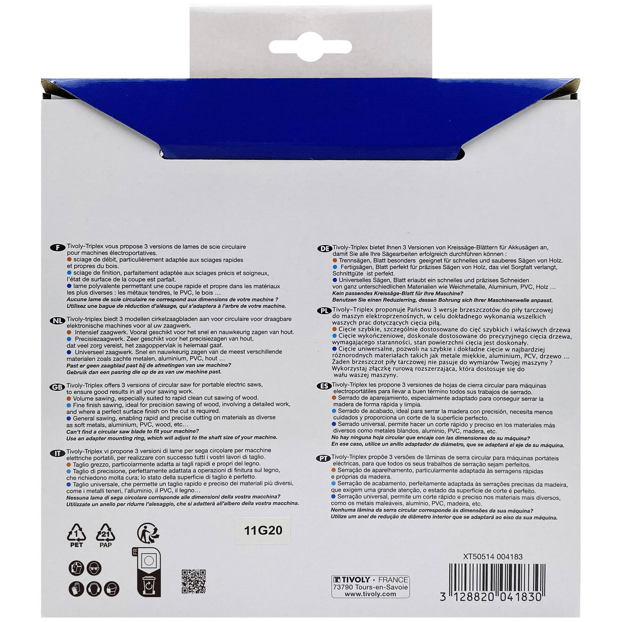 Ø: 190 x Ø2: 30 x Z: 40 / Hojas de sierra circular -Acabado -Para madera dura, estratificada y parqué -Uso en sierra portátil (Funda cartón)